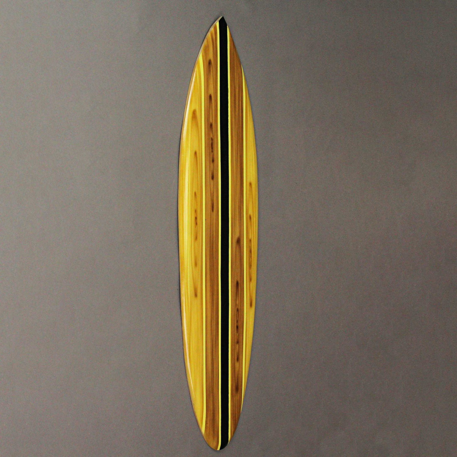 Striped Wooden Surfboard Wall Decor 39″ Beach Surf Board Hang Art – Light Brown