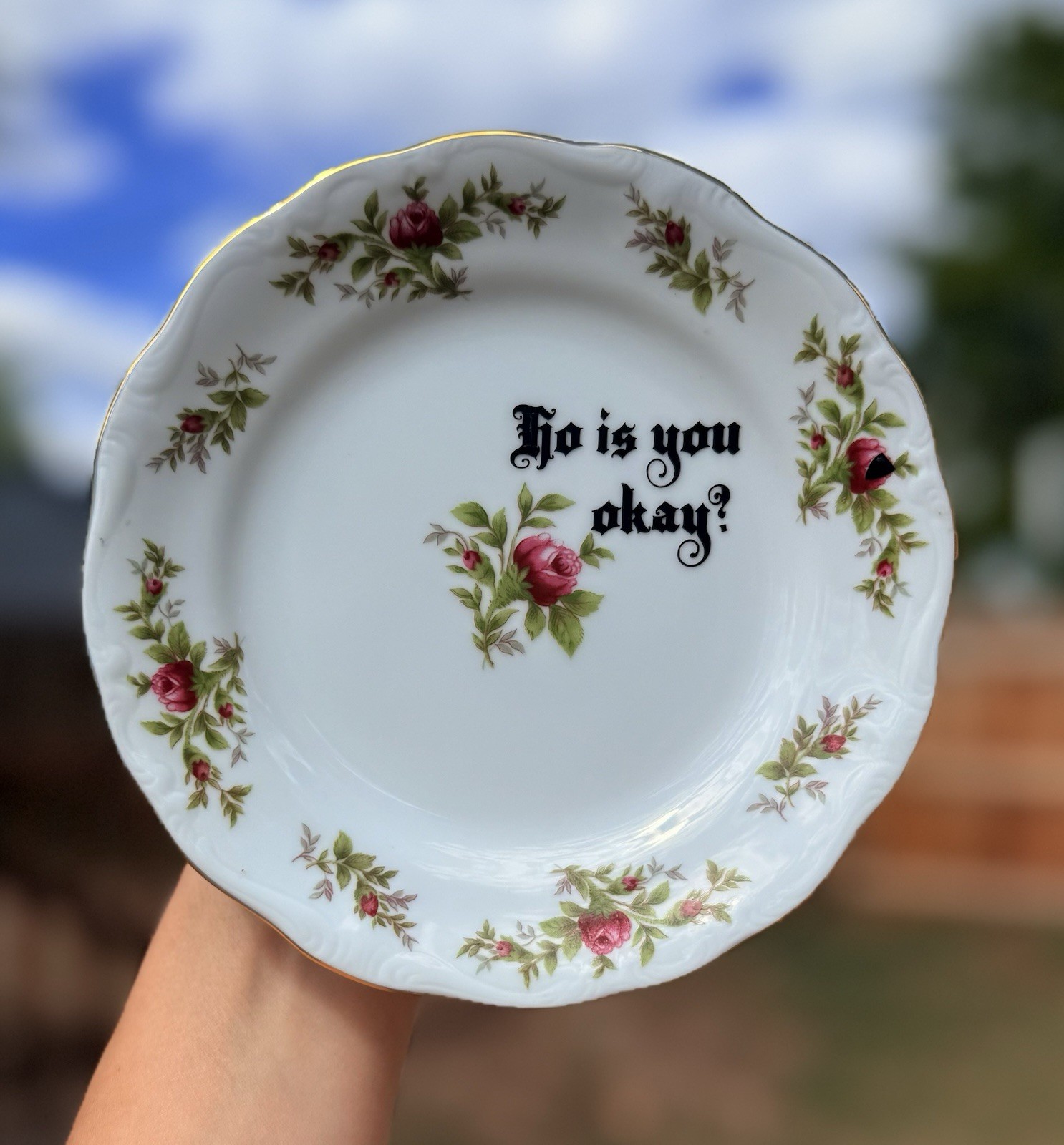 Funny Quote Vintage Hanging Plate Gallery Wall – Handmade Floral Decor 6”