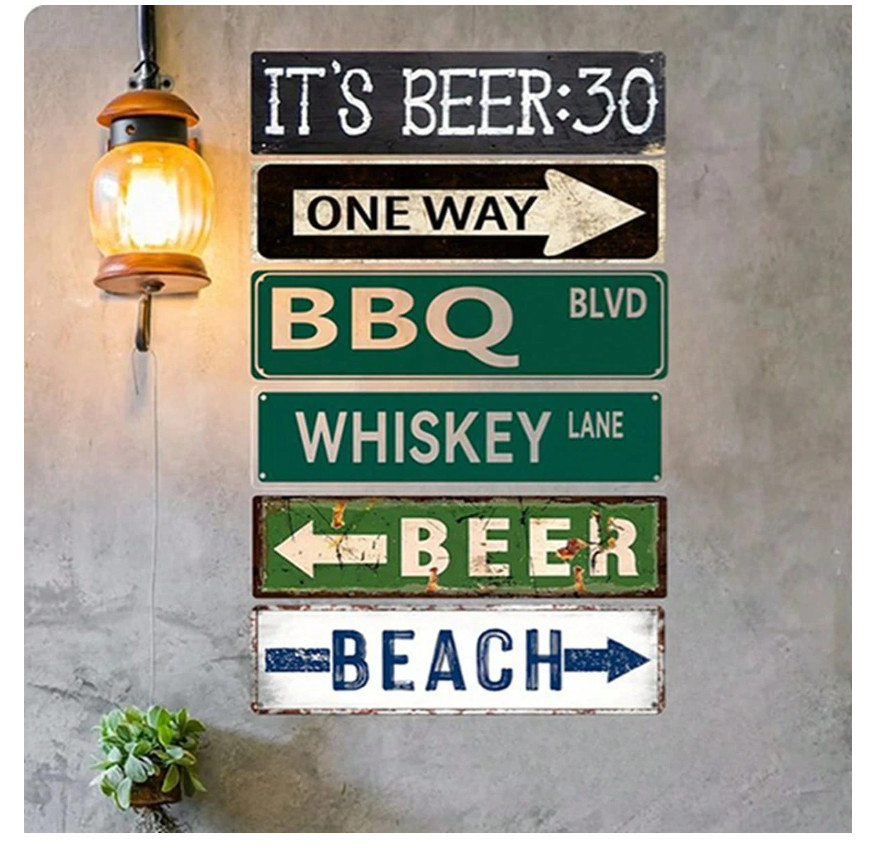 Vintage Poolside Hangout Metal Wall Sign Retro Pool House Bar Decor 8×12