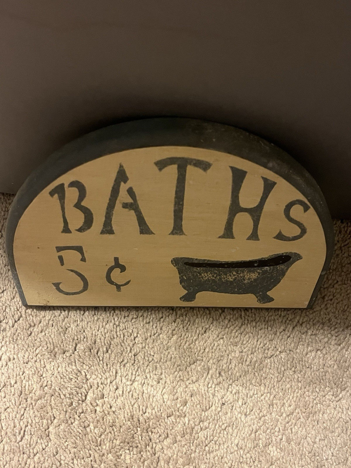 Vintage Country Farmhouse Rustic Wooden Bathroom Sign Baths 5¢ Wall Mounted