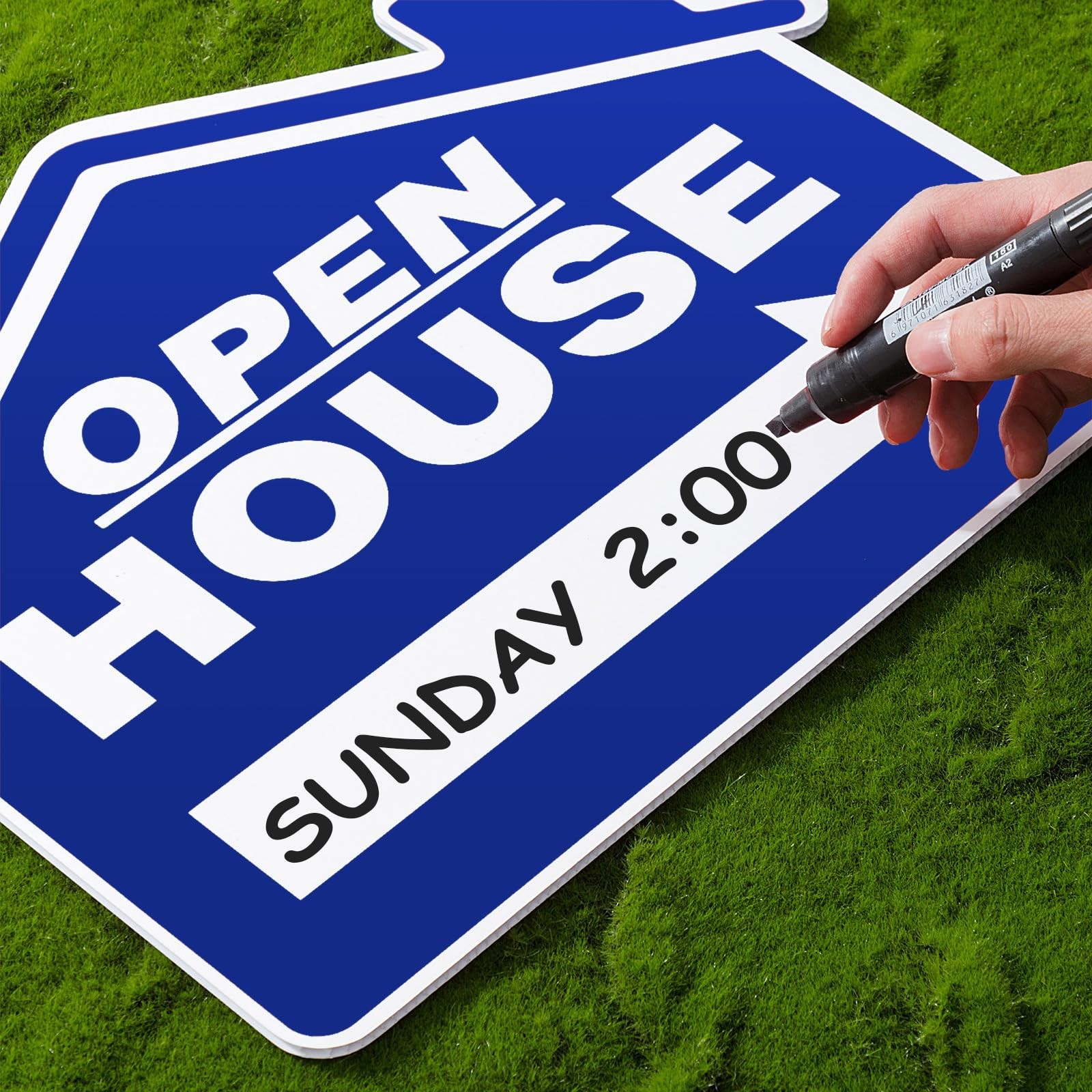 Large Open House Signs Real Estate 18×14 Inch Double Sided Metal Stake 7 PCS