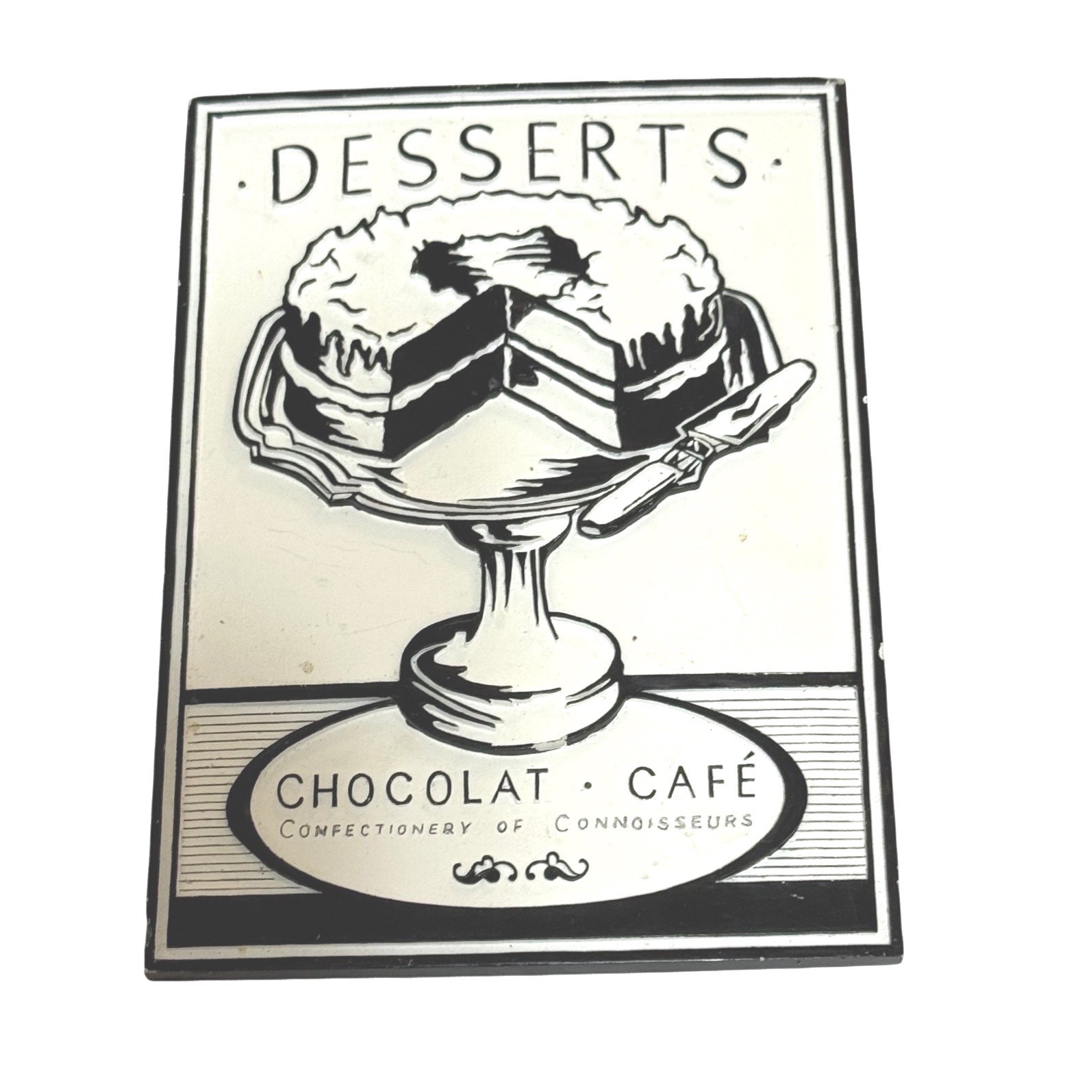 Vintage French Cafe Desserts Chocolat Cafe Cake Wall Plaque Black White Decor