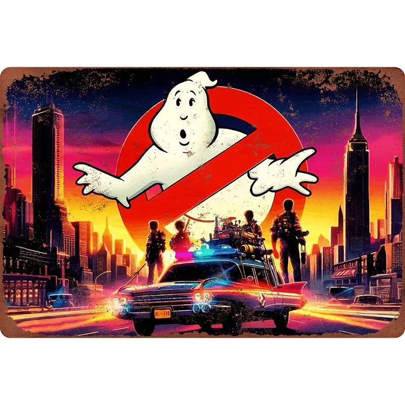 Vintage Metal Tin Signs Ghostbusters Wall Art Retro Movie Decor 8×12