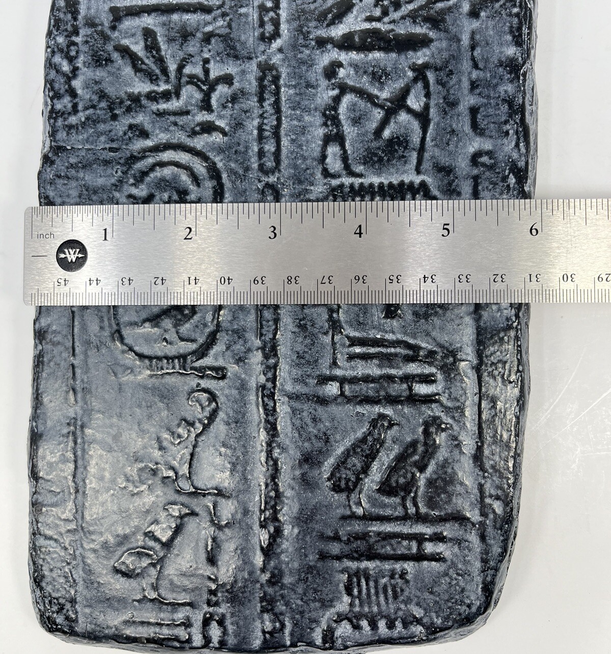 Rectangular Black Wall Plaque Decorated In Hieroglyphics Preowned