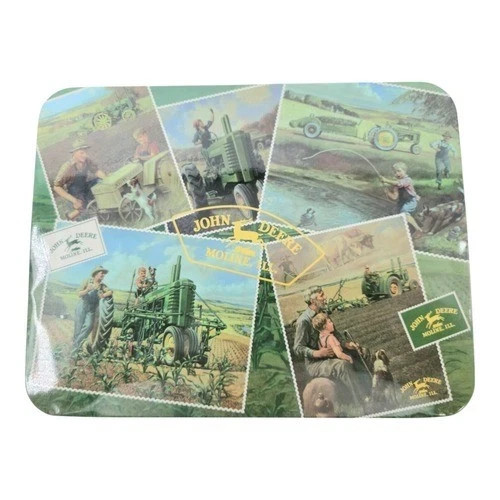 Vintage John Deere Rectangular Shaped Farming Scenes Wall Hanging Tin Plaque