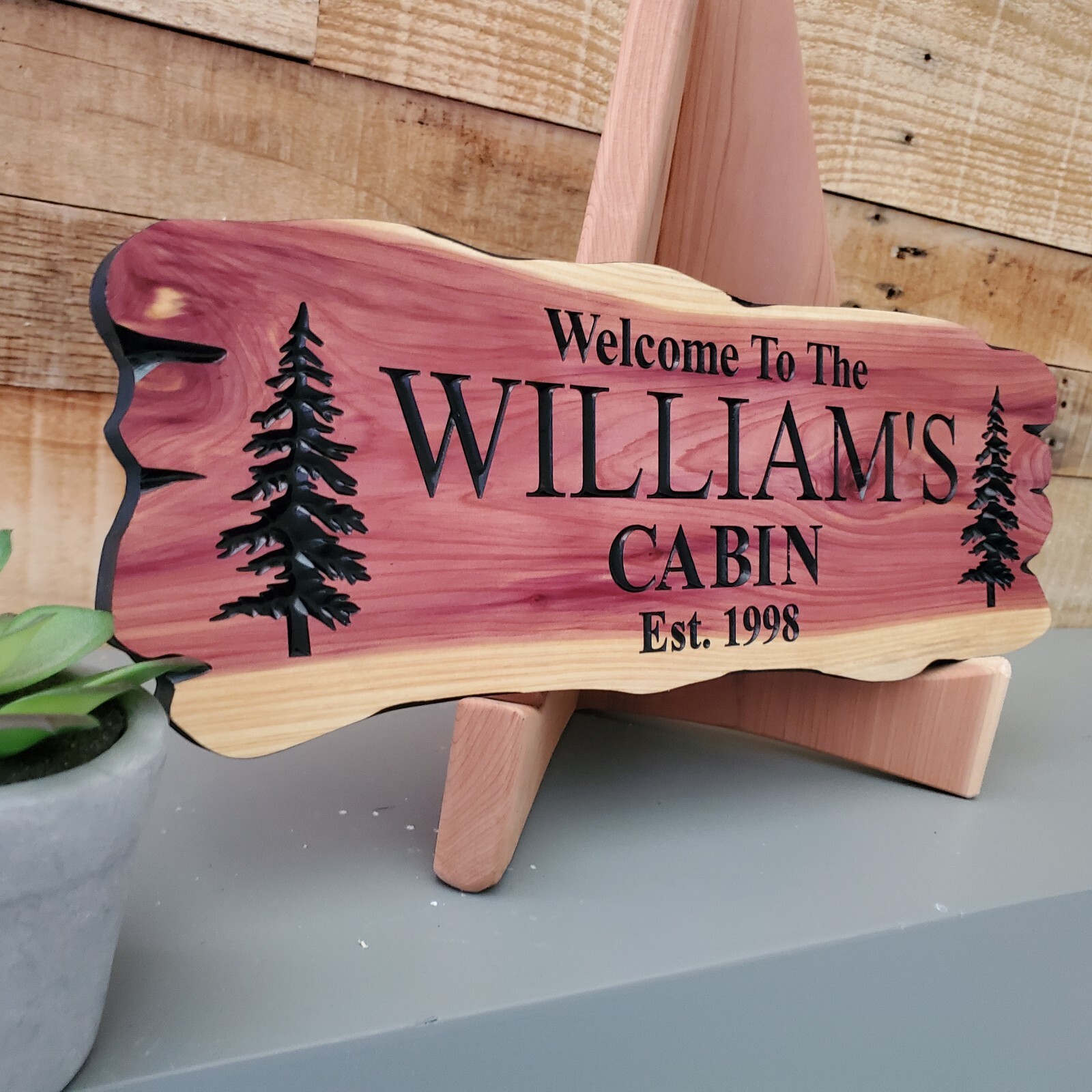 Custom Family Name Cabin Sign Carved Wood Vacation Home Established Date Plaque