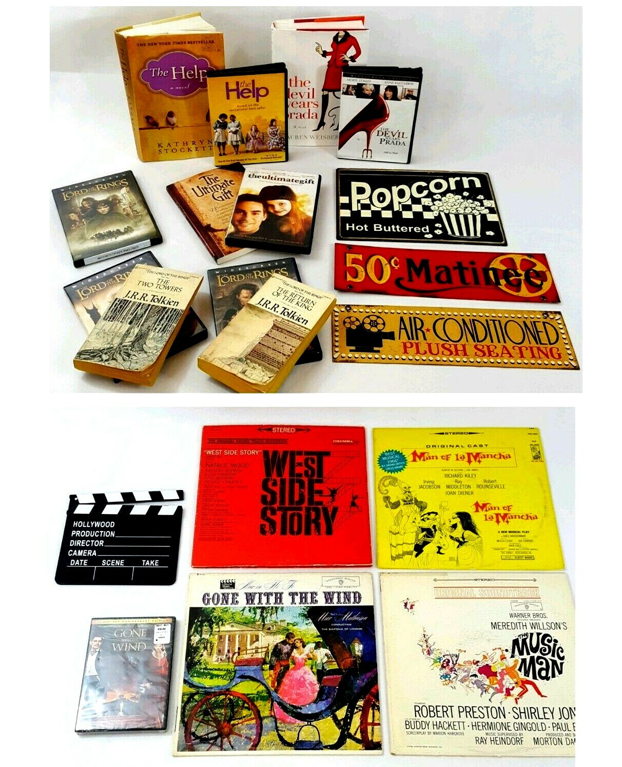 Movie Cinema Home Decor Lot of 20 Signs Books Theatre Plays CD Vinyl