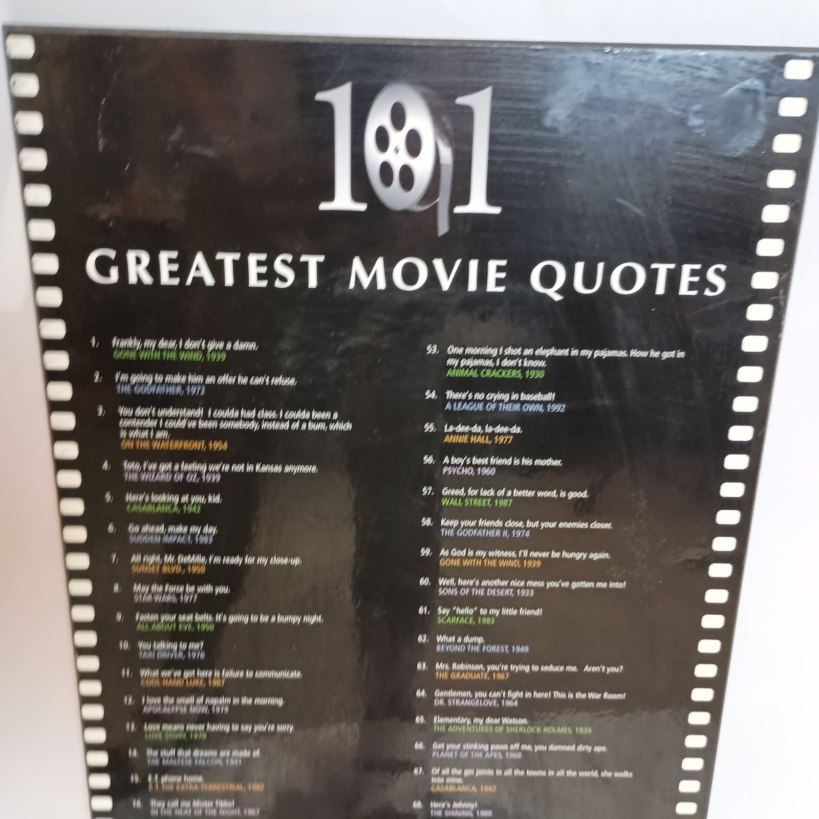 Movie Quotes Wall Plaque Hollywood Film Decor AFI Top 100 Quotes Sign