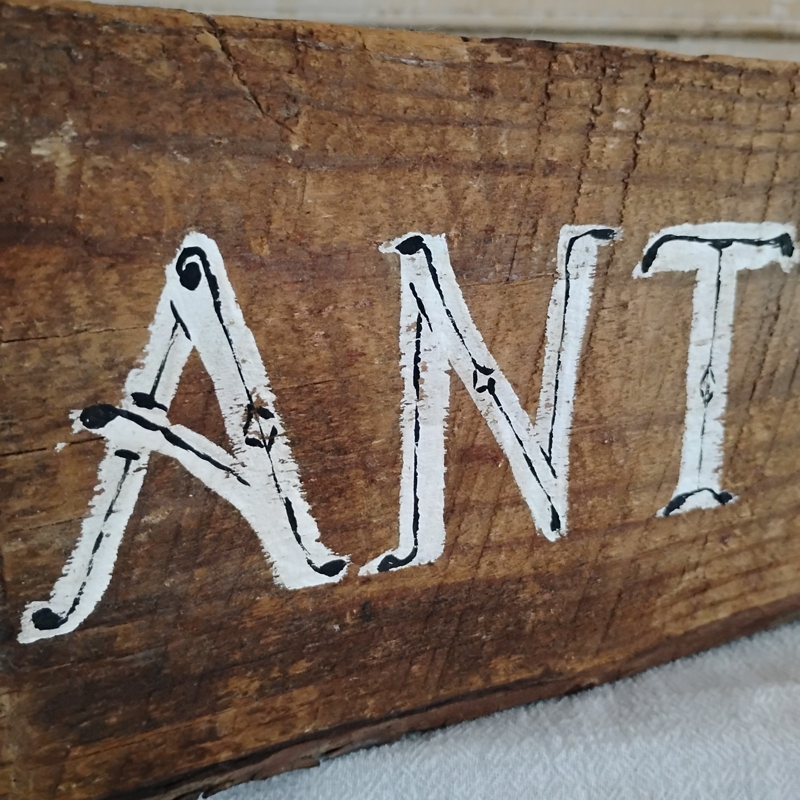 ‘Antiques” Hand Painted Sign Wooden 24’ Inches/ Letters Free Hand By Seller