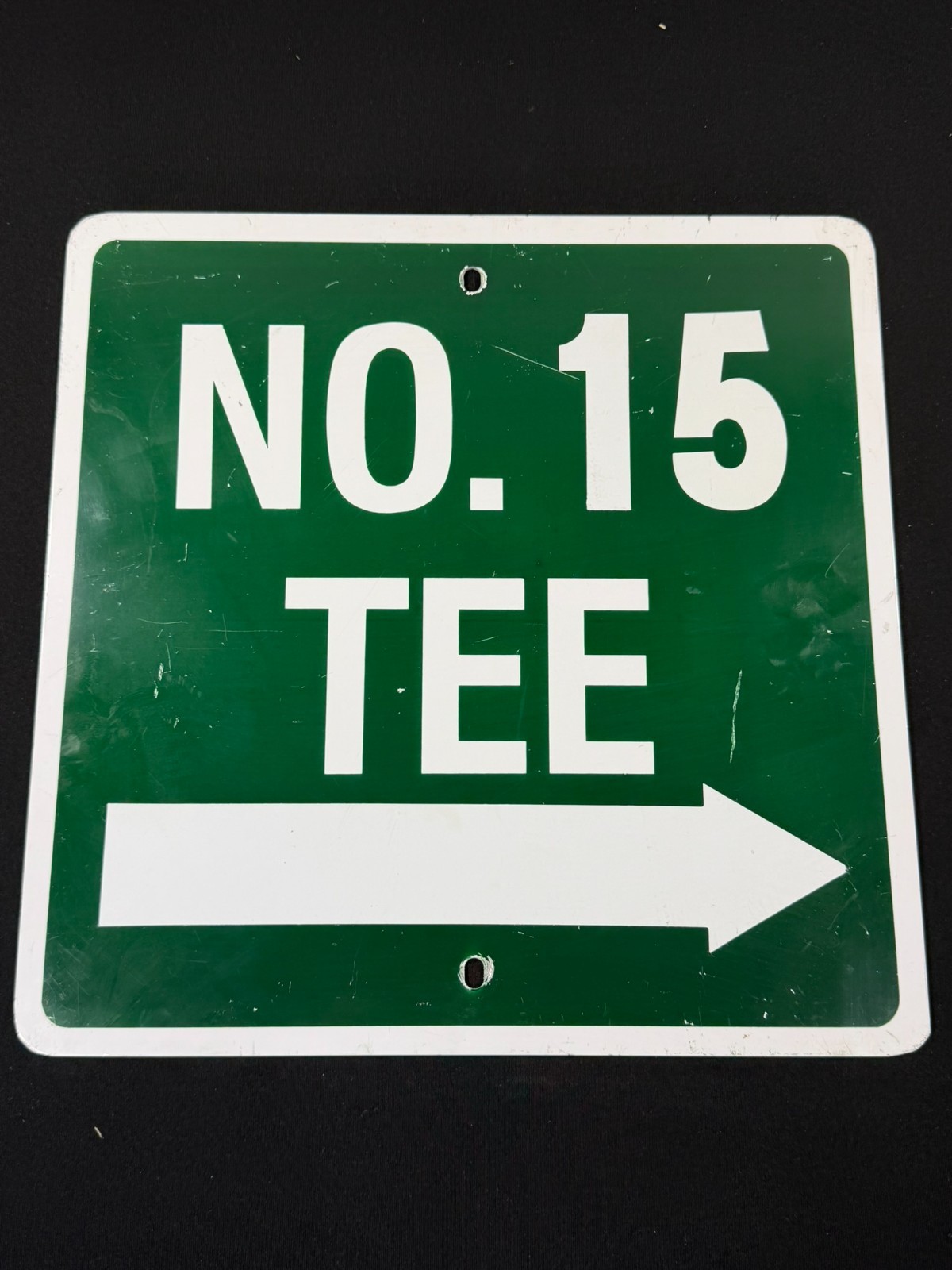 Vintage No. 15 Tee Directional Metal Sign 12×12 Green Industrial Road Sign