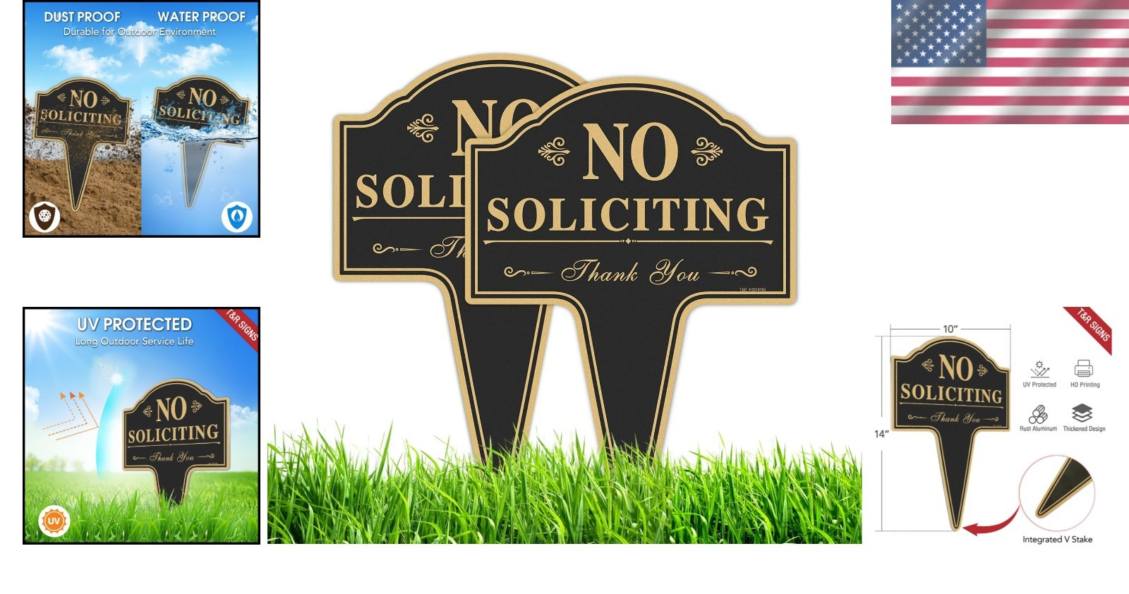 Durable 14” x 10” Anti-Solicitation Signs – 2 Pack, Rust-Free & UV Protected