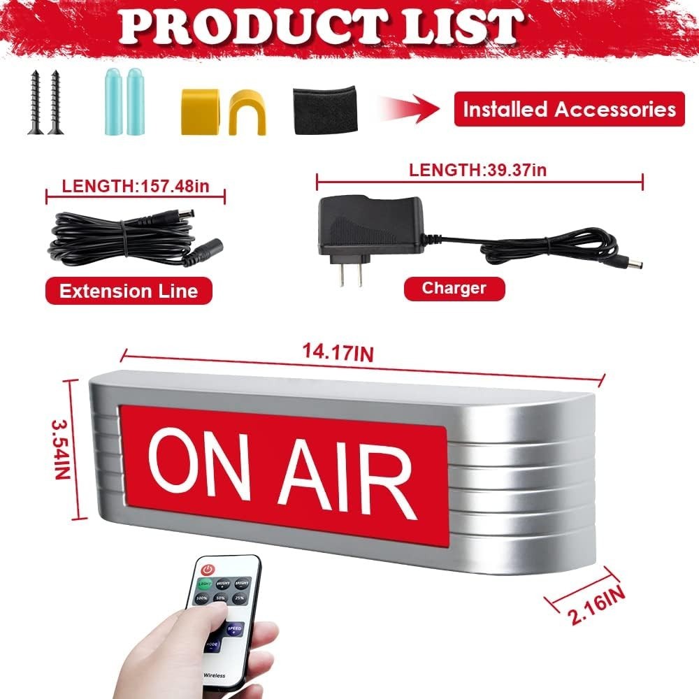 “ON AIR ” Light UP Sign with Wireless Remote Control