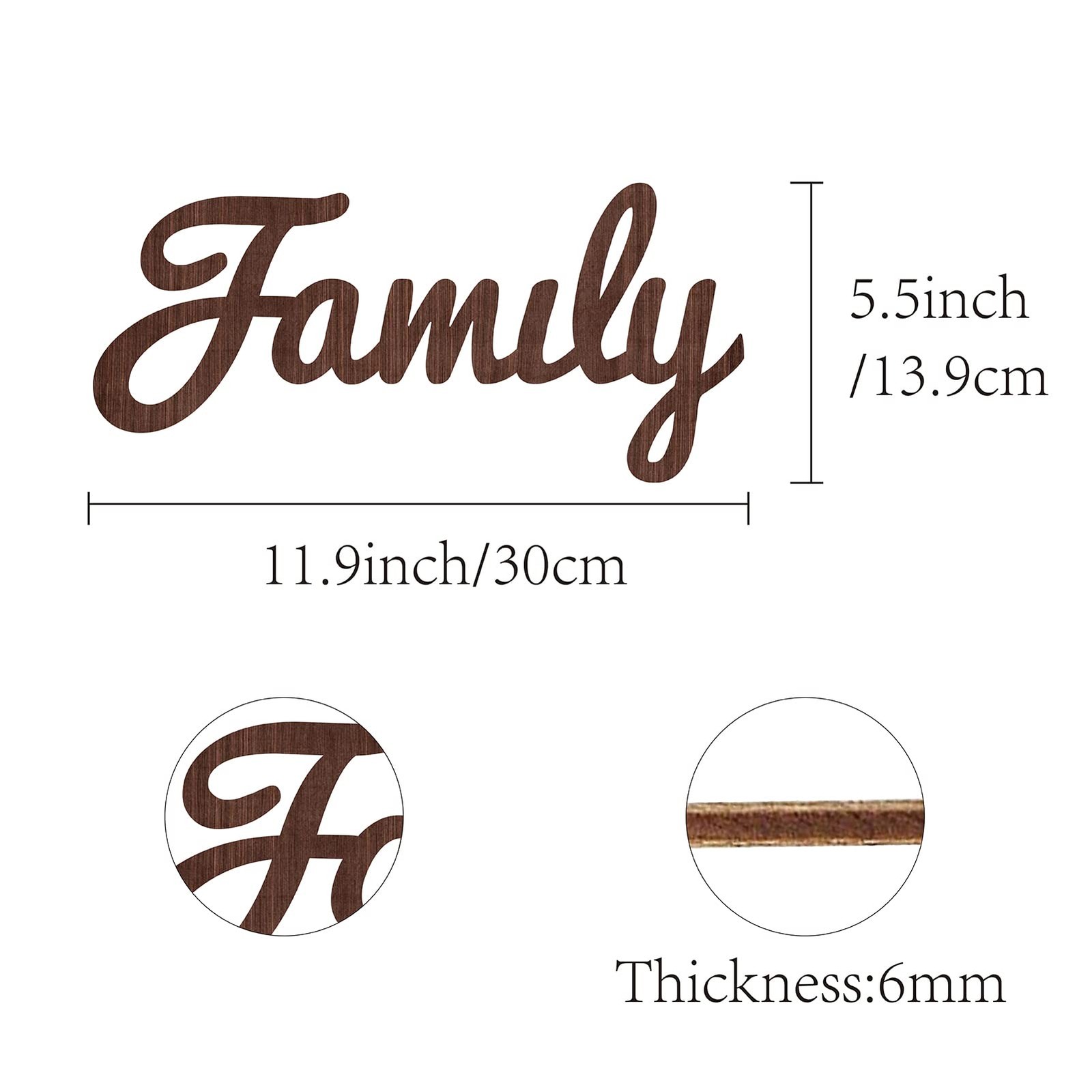 Cutout Sign Family Letter Wooden Wall Art Decor Wood Word Sculpture Signs Rus…