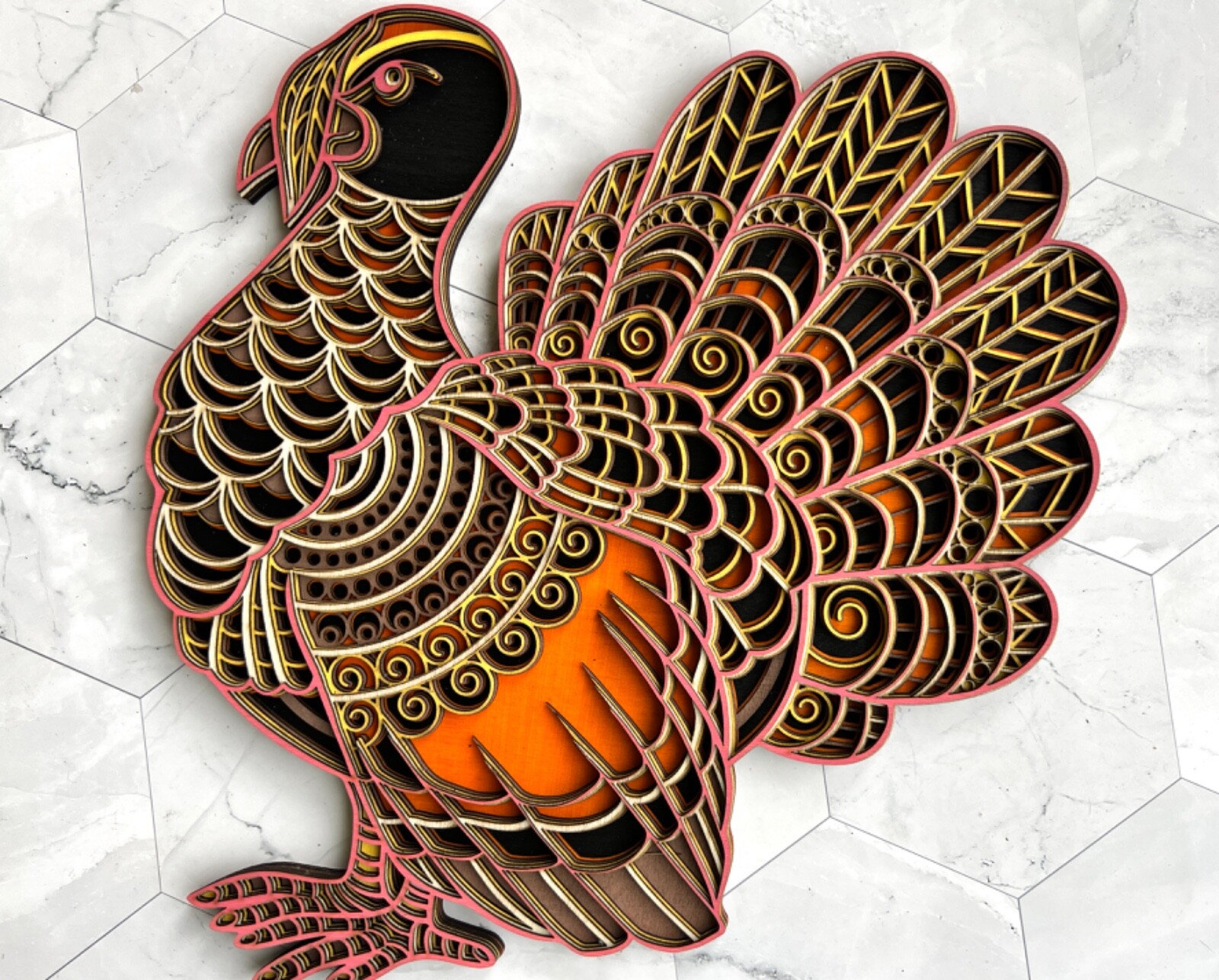 Turkey 6 Layer Autumn deco Mandala Wooden Art Decor Every Room Great present 🎁