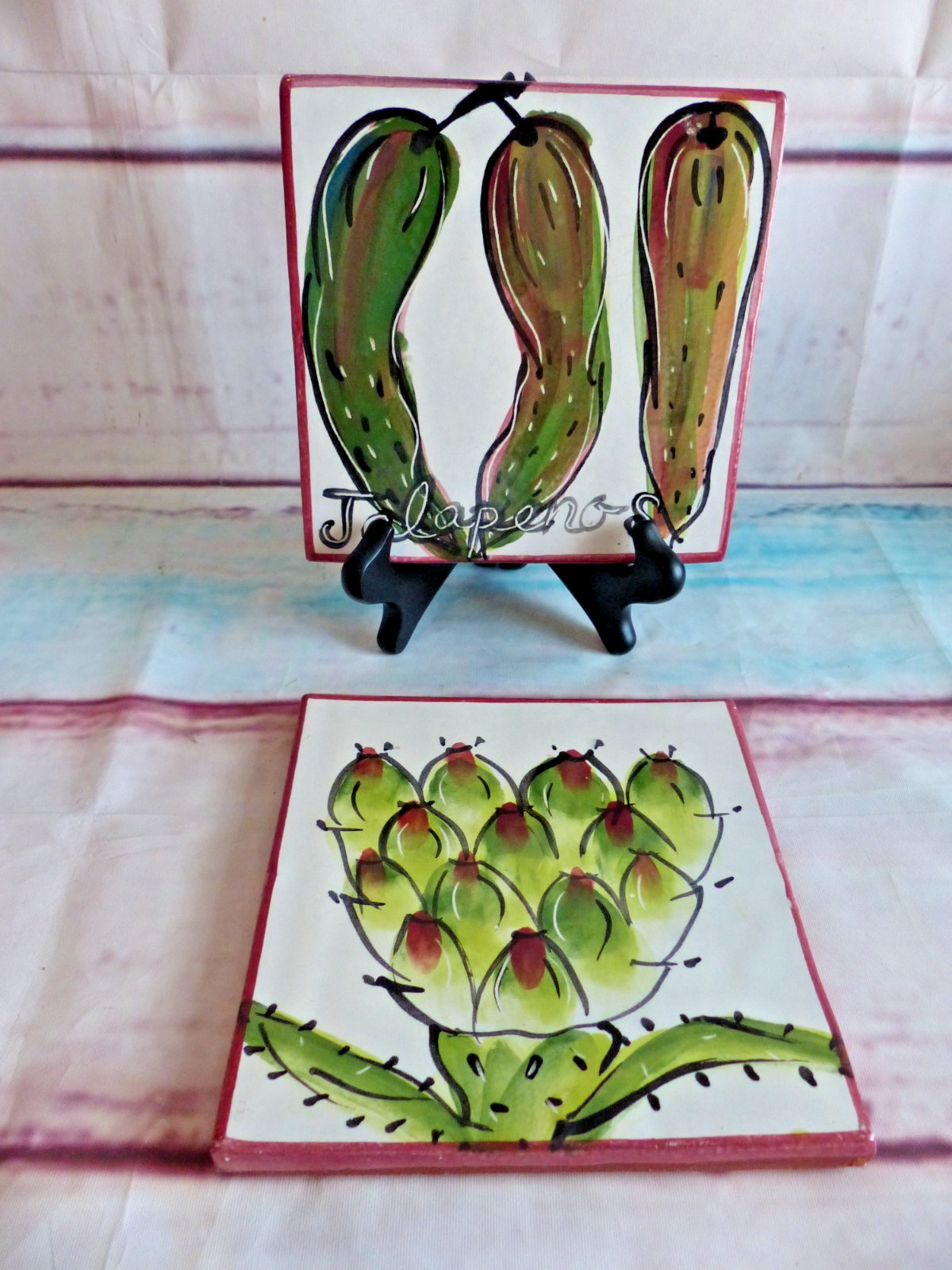 Pr. 6″ x 6″ Asheville Tileworks Vegetable Wall Decor Tiles 1996