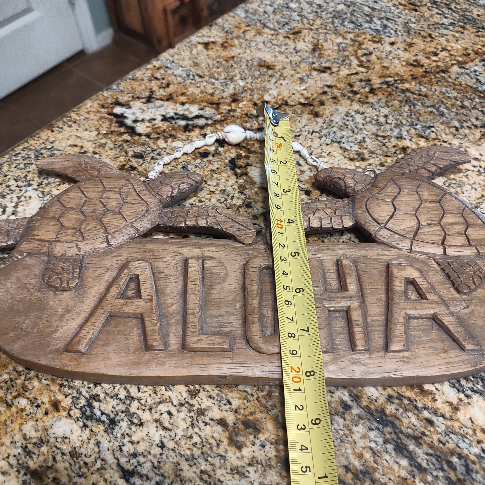 Coastal Wood Shell Wall Sign Decor 12″ x 6″ Beach House Nautical Excellent