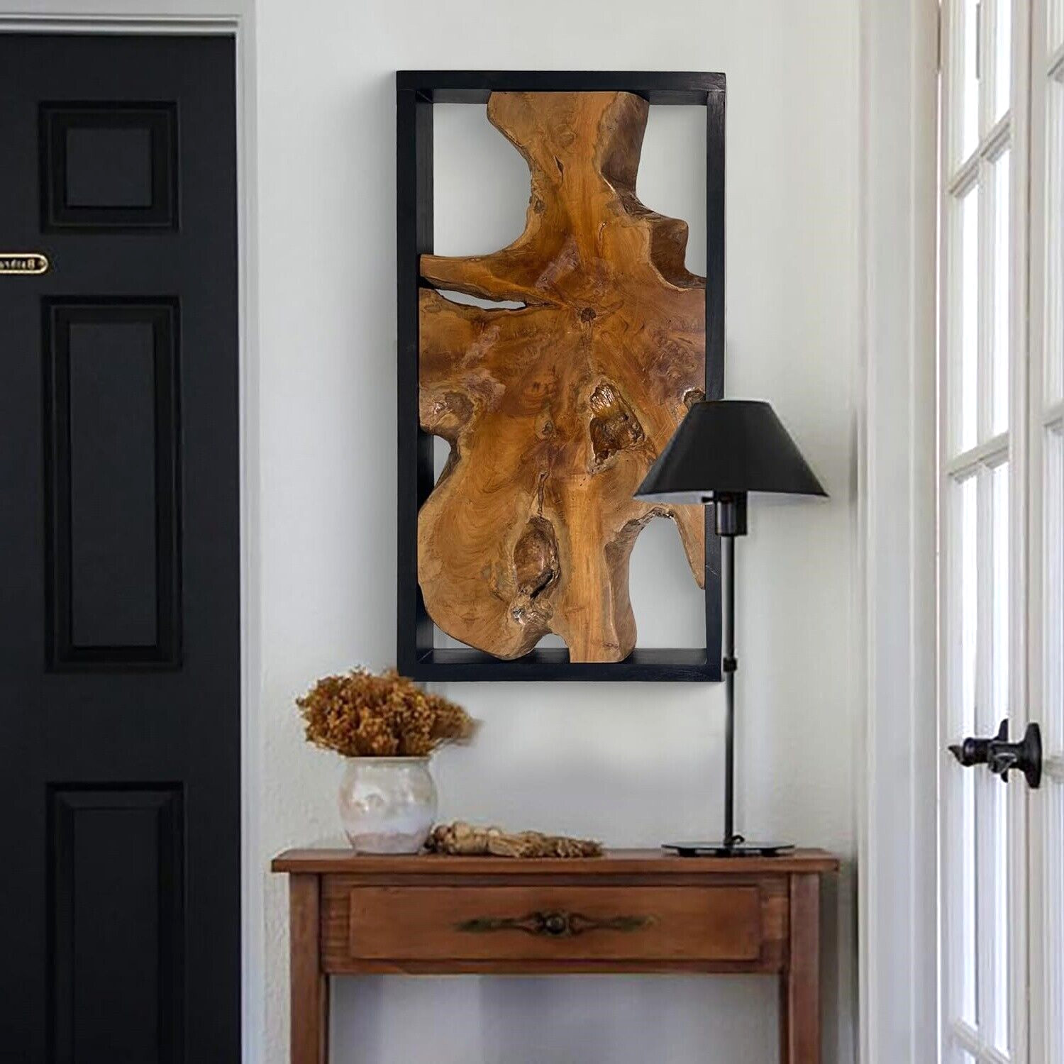 Rustic Teak Wood Wall Decor 17”x 31.5” Farmhouse Live Edge Wall Art Decoration