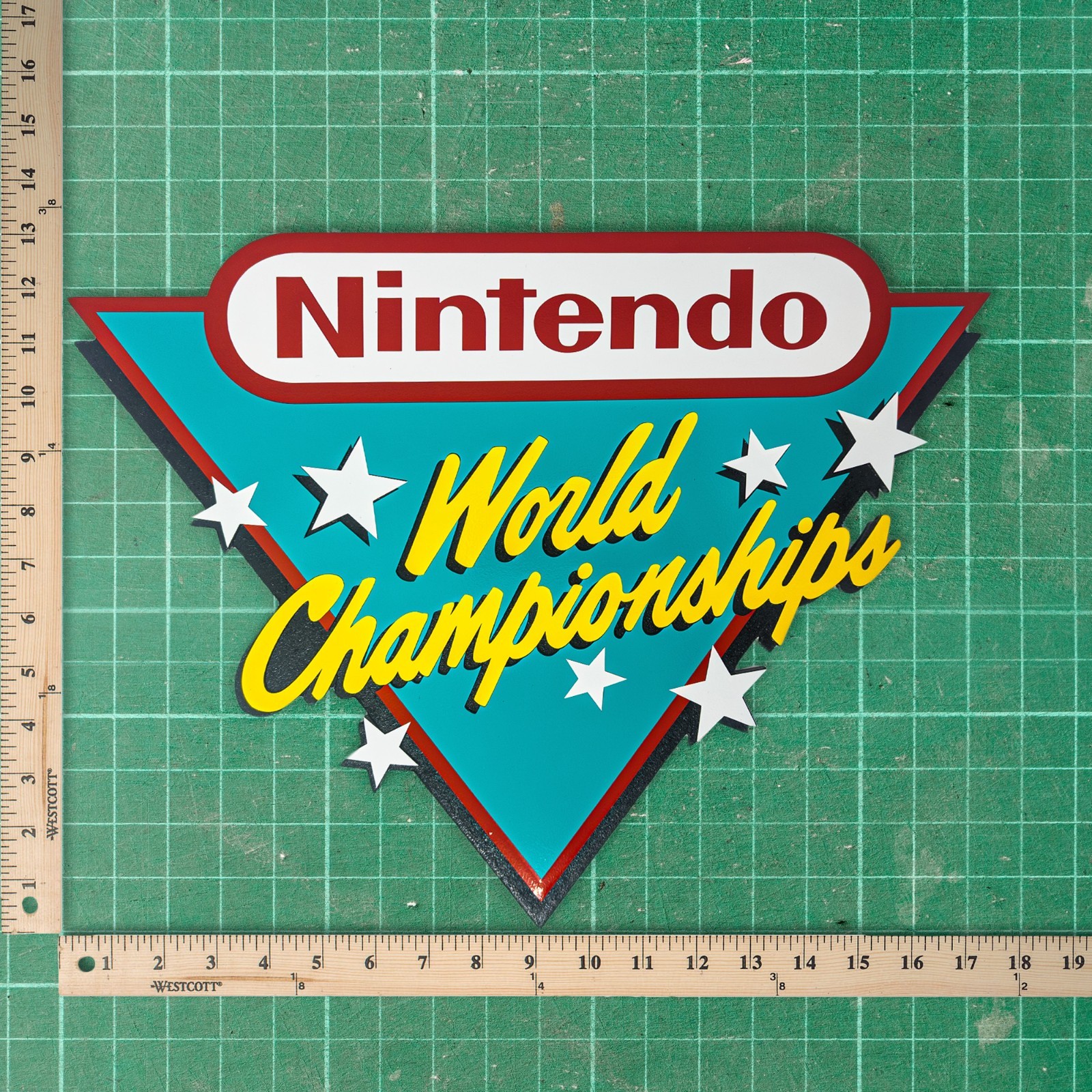 Large Engraved “Nintendo World Championships” Sign Wall Art Video Game Decor