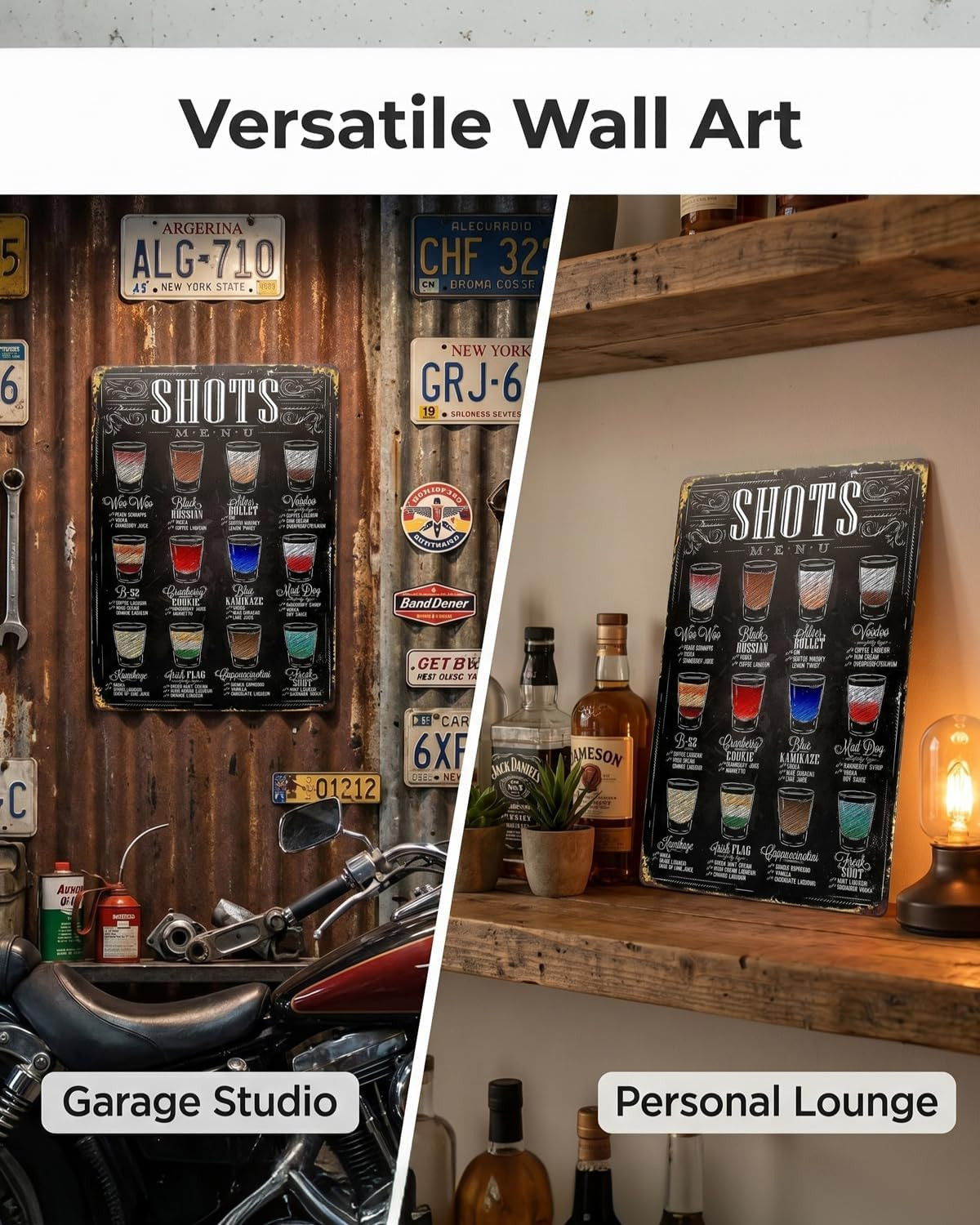 4 Pack Bar Signs for Home Bar Decor, Vintage Metal Bar Wall Decor for Man Cave,