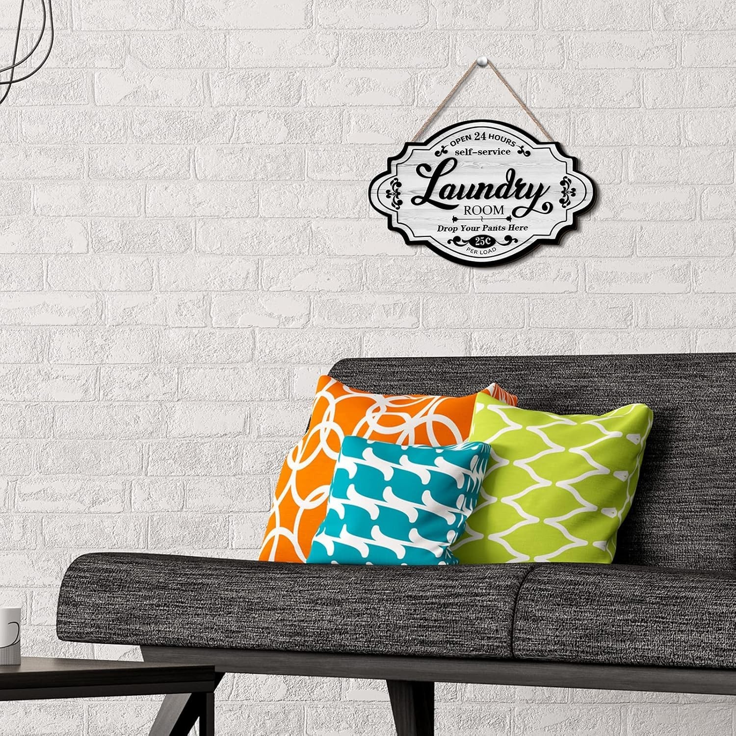 Rustic Vintage Wood Laundry Room Wall Sign for Home Decor, 12×8 Inches