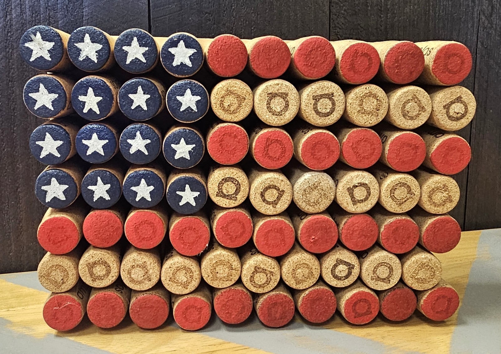 American Flag Wine Cork Patroitic Shelf Sitter/ Wall Sign