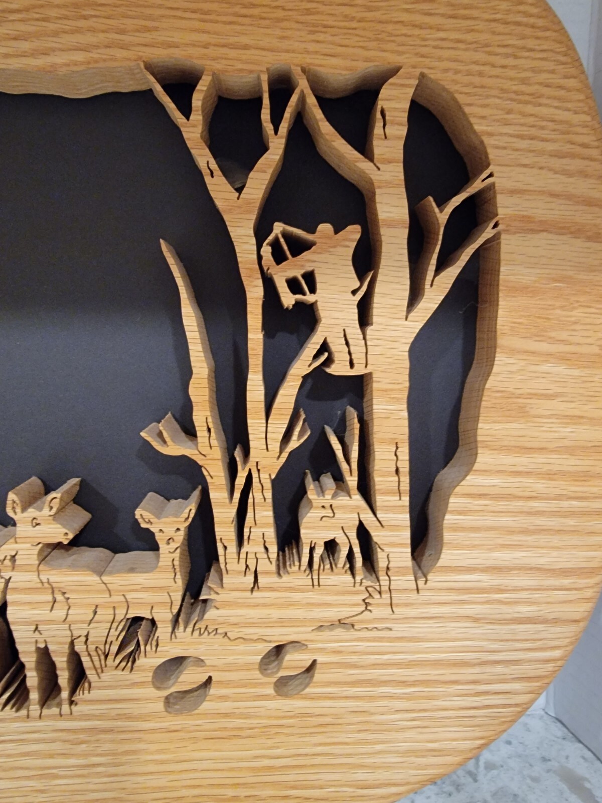 Deer Bow Hunting Handcrafted Wood/Wooden Laser Cut Art 18 X 14 Picture VTG