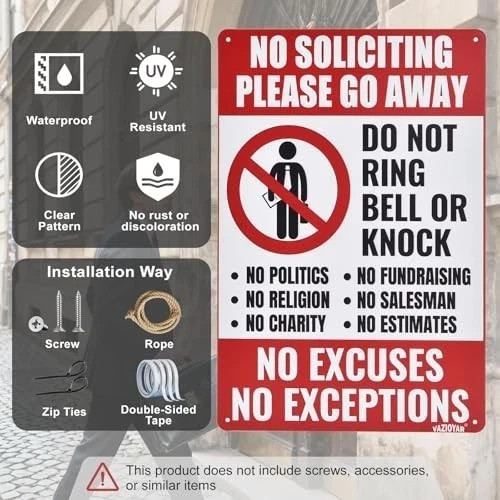 No Soliciting Sign for House,No Soliciting Signs for Home，Do Not Knock Please