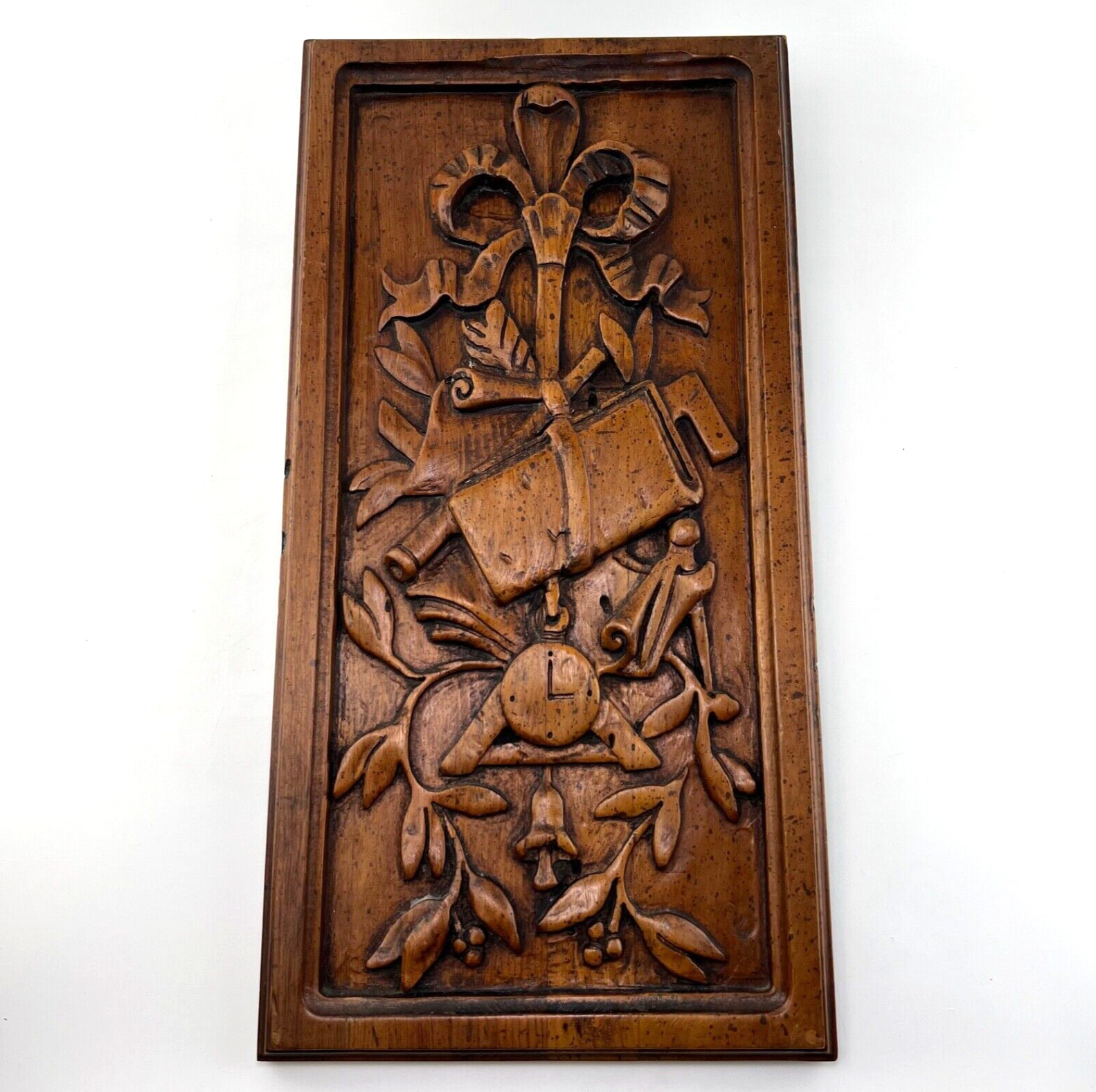 Vintage Enkeboll Designs 3D Carved Hardwood Plaque Wall Decor 18.5″x9.5″ Rare
