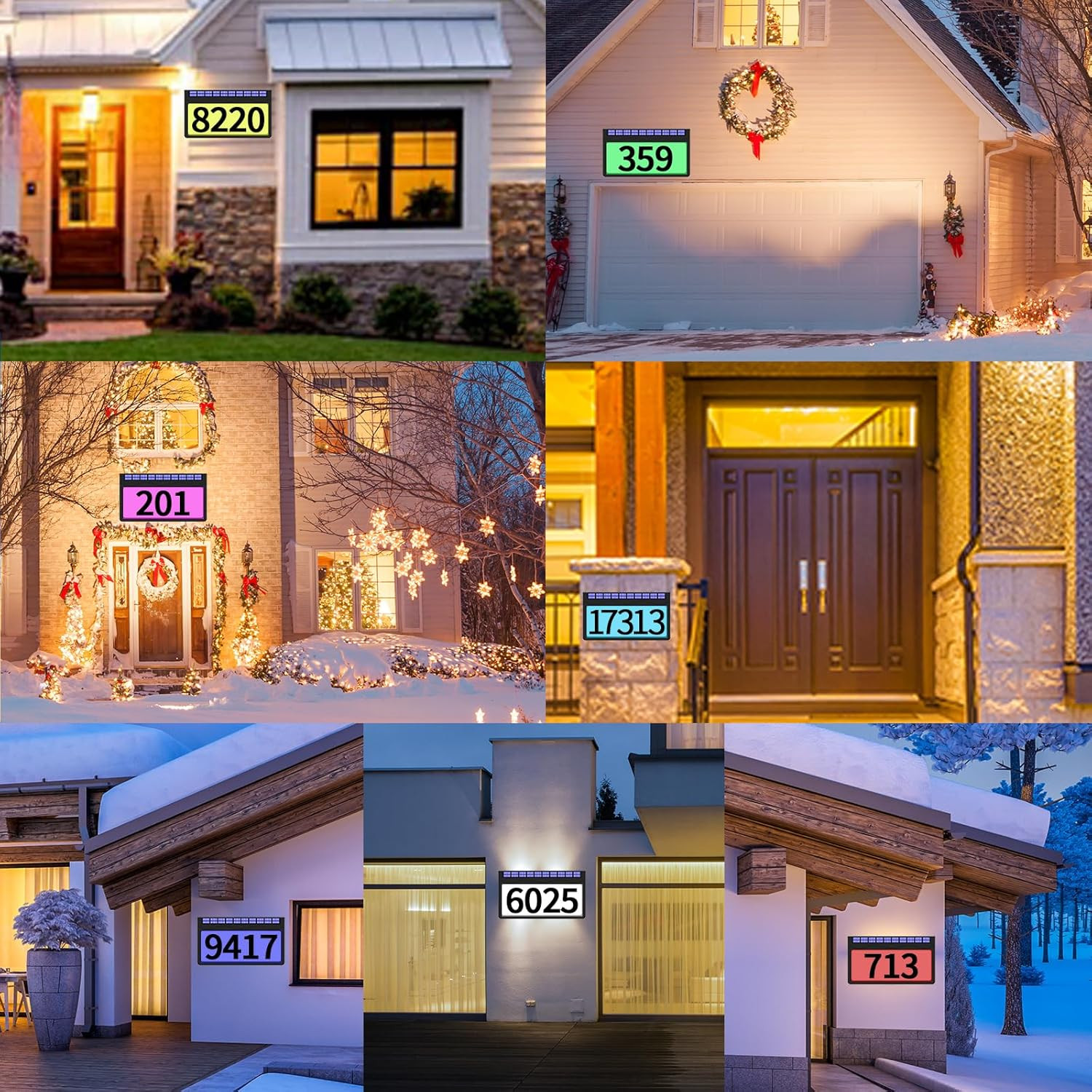 Illuminated Solar Address Sign with Waterproof RGBW House Numbers for Outdoors