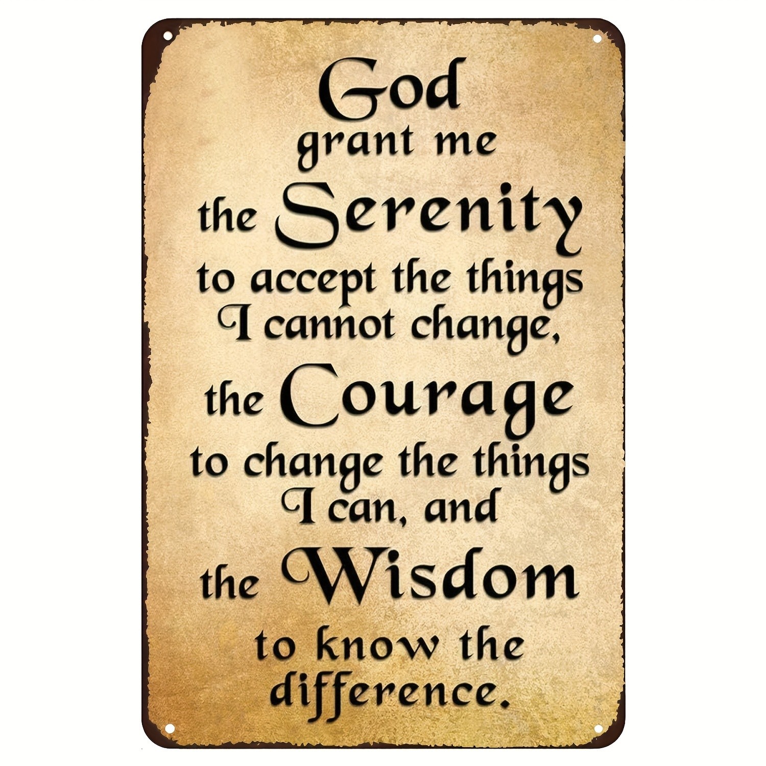 Inspirational Serenity Prayer Metal Sign Retro Spiritual Wall Art Decoration