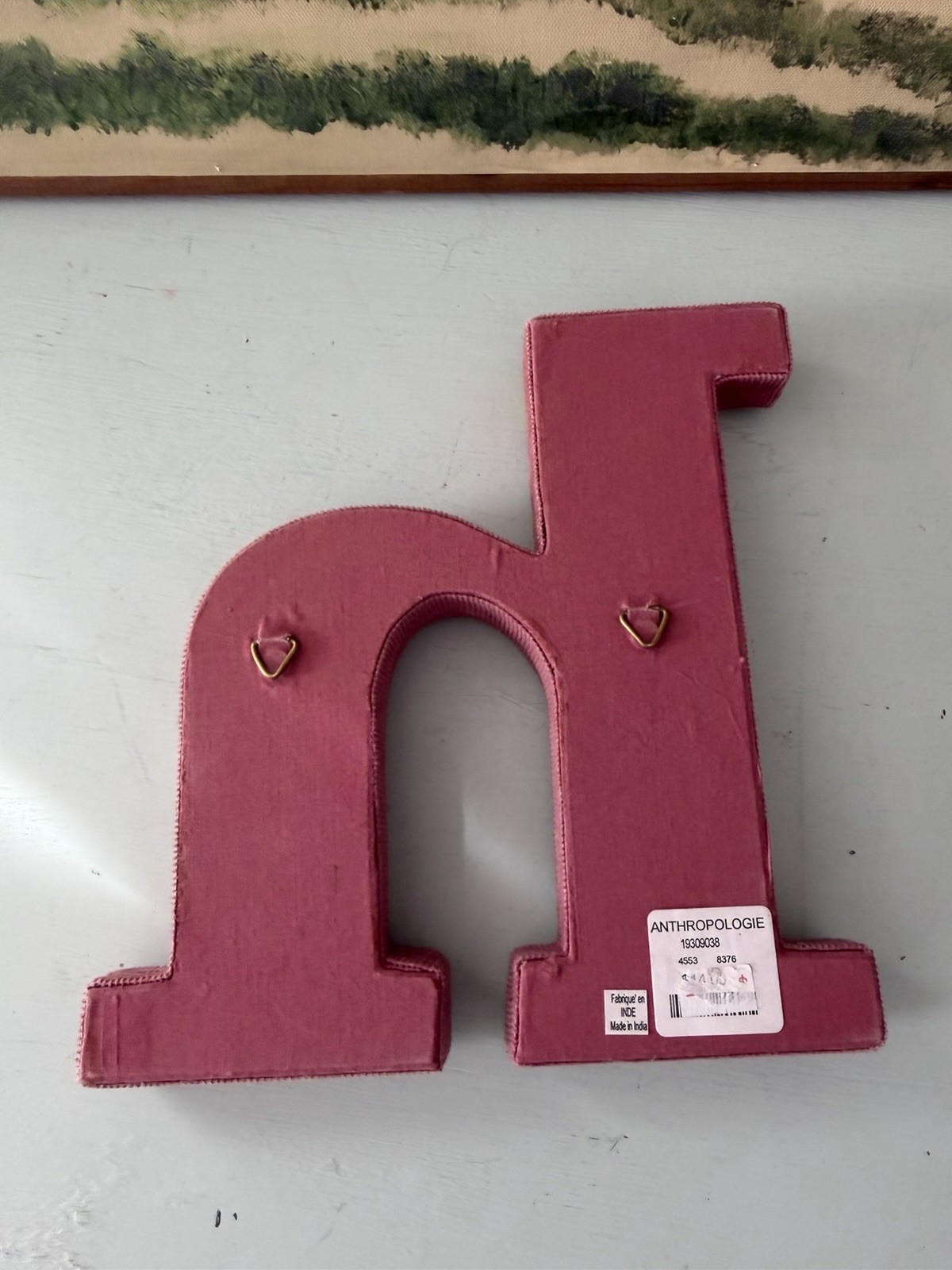 Anthropologie Letter H Lower Case Fabric Patchwork Boho Wall Decor Multicolor