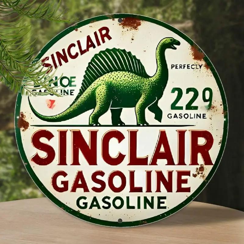 Vintage Sinclair Gasoline Metal Sign Retro 2D Flat Tin Wall Decor Garage Style