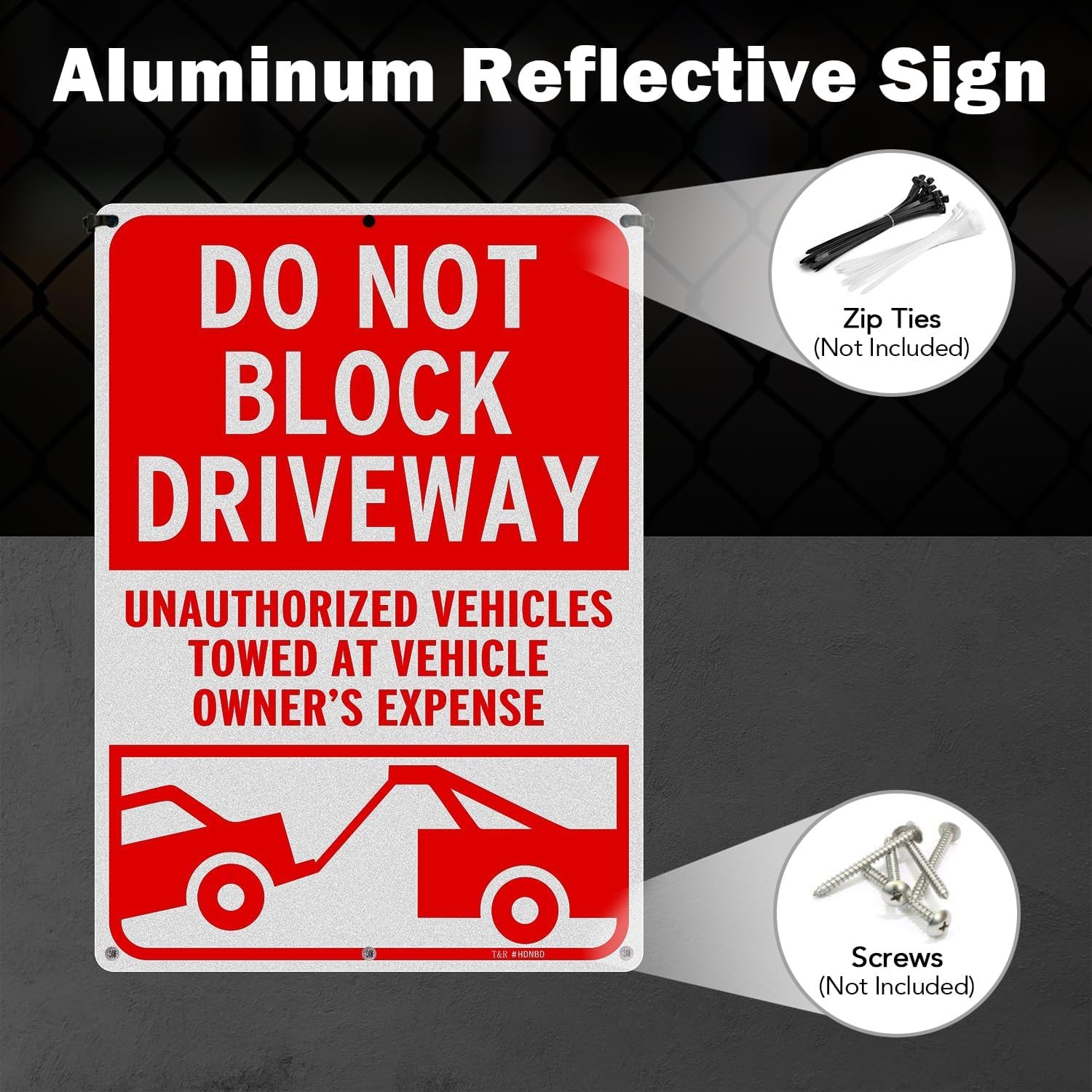 Large Reflective Do Not Block Driveway Sign – 14×10 Inches Aluminum Safety Sign