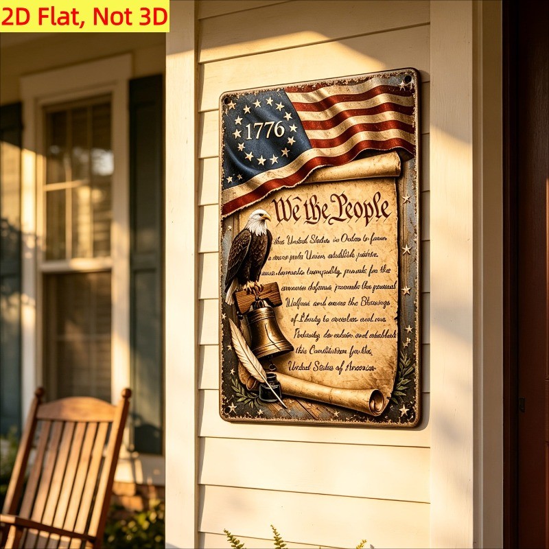 We The People Eagle Flag Metal Sign Patriotic Vintage Home Wall Decor for home