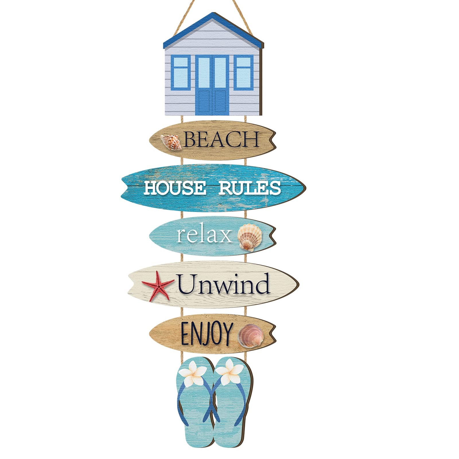 Kigley Beach Theme Wooden Wall Decor Summer Coastal Ocean Hanging Decor for