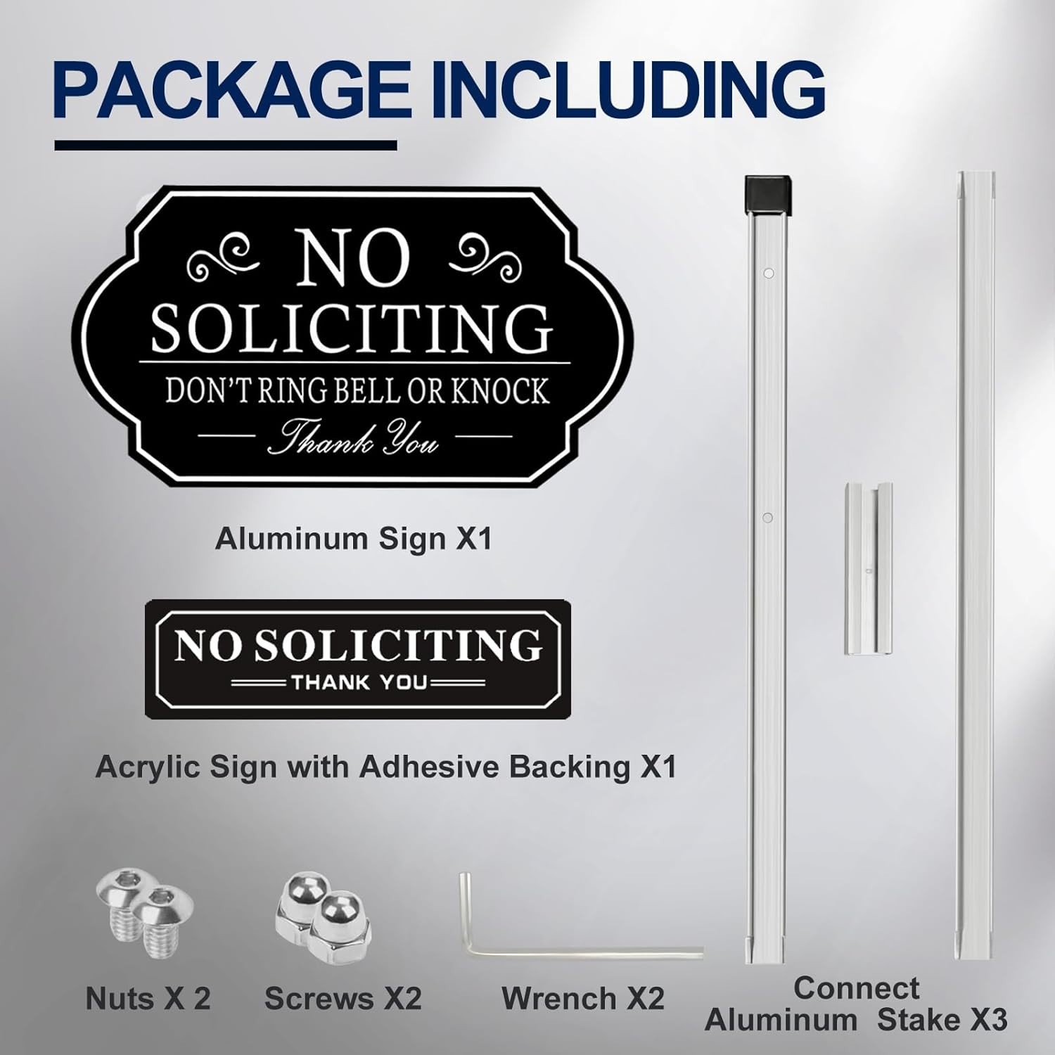 Heavy-Duty No Soliciting Yard Sign 14×7″ – Easy Install & Elegant Design