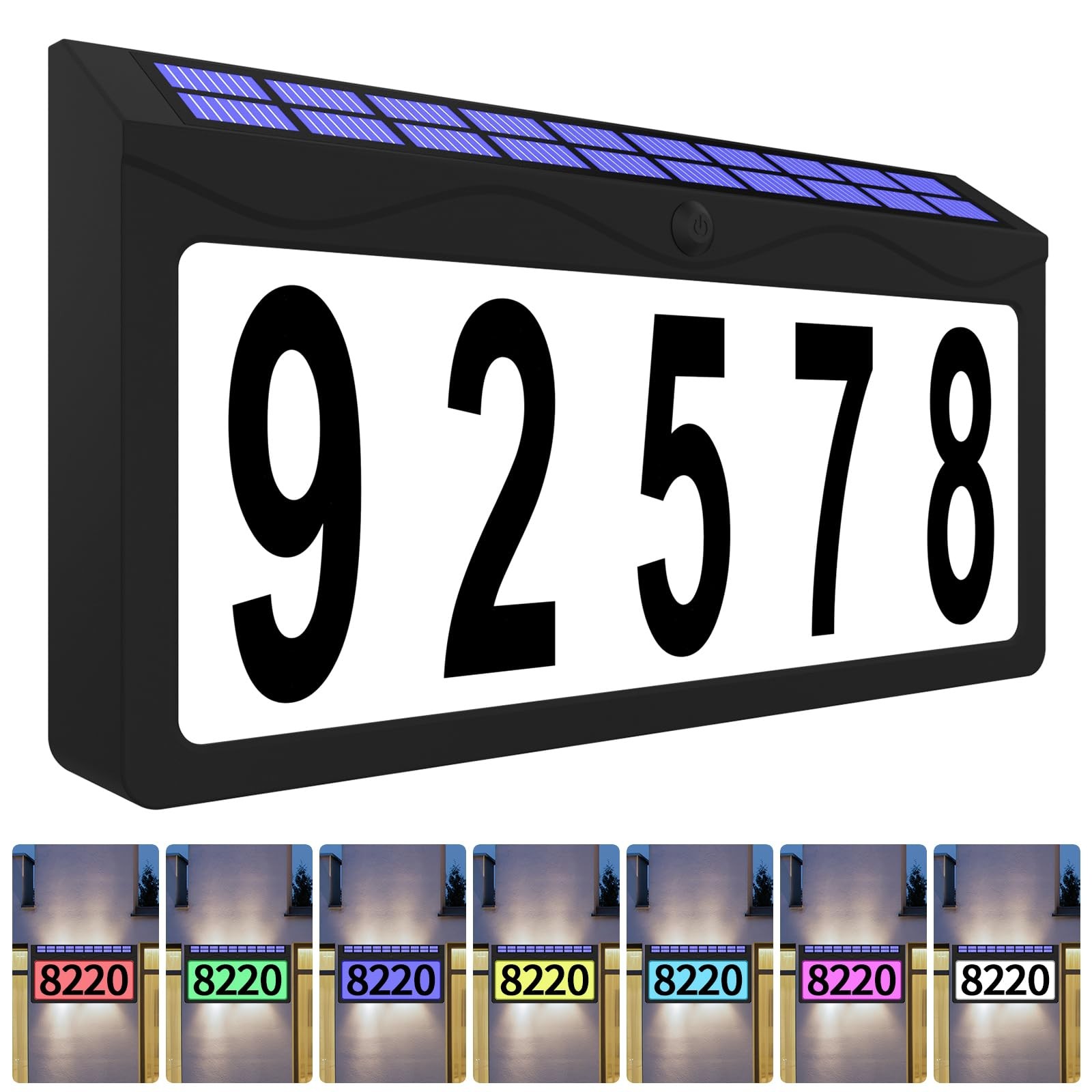 Solar Address Sign LED Lighted House Number Plaque