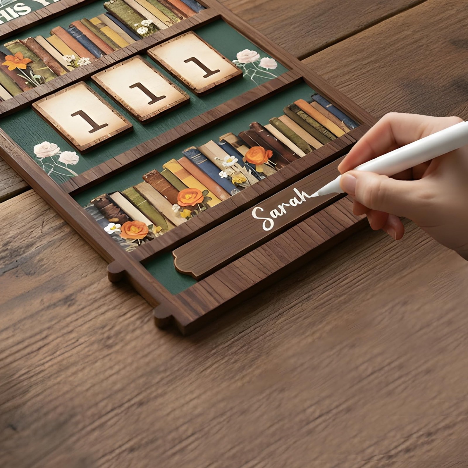 Books Read This Year Tracker Sign – Wooden Reading Counter Shelf Decor, Thoug…