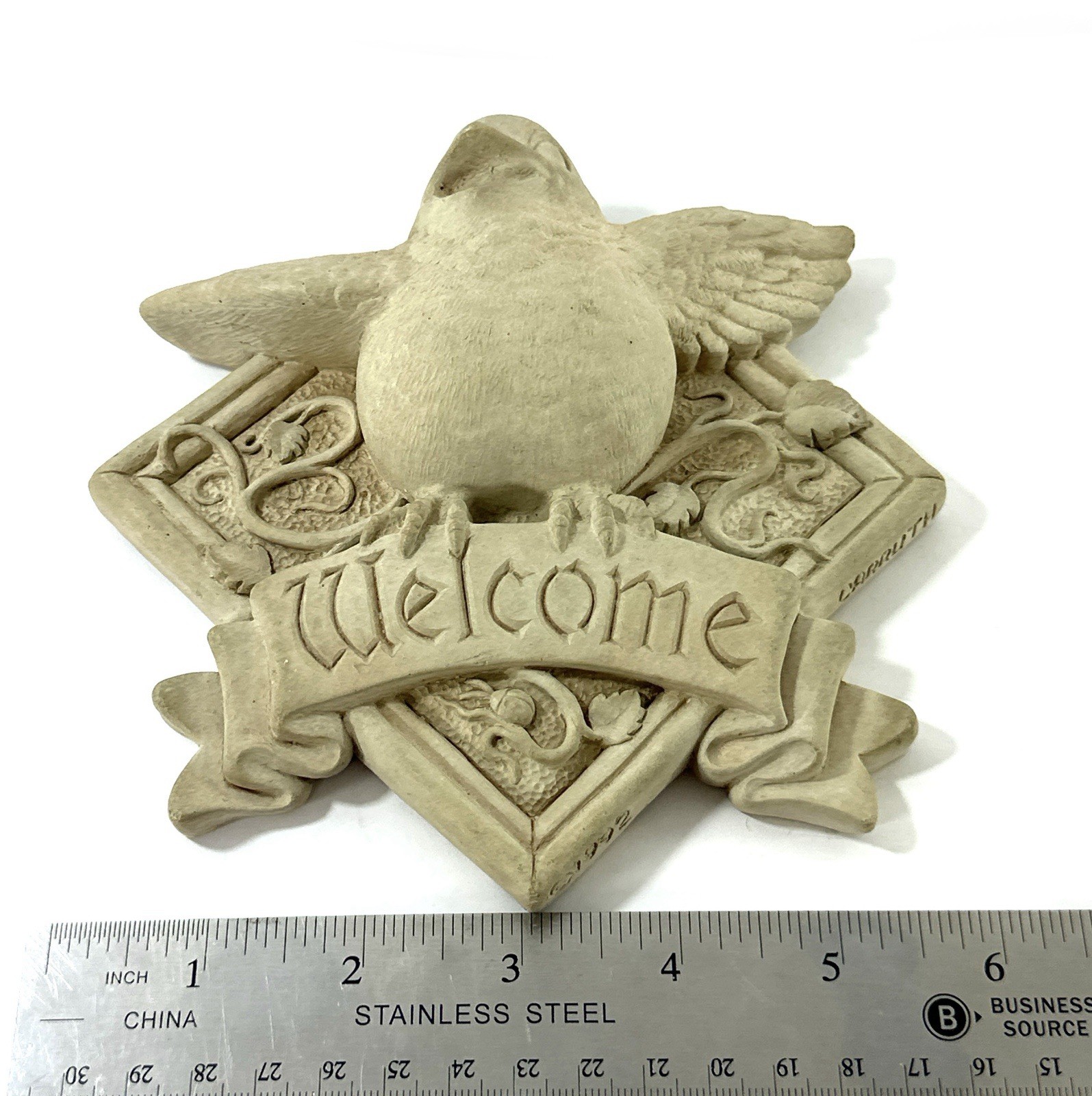 Carruth Studio 1992 Welcome Bird Plaque Wall Hanging Garden Decor 6”