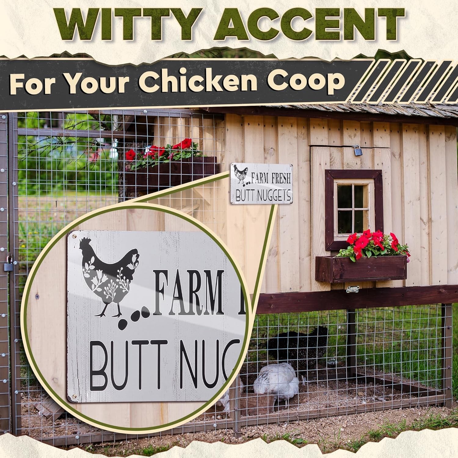 Metal Funny Chicken Coop Signs for Outside 8×12″ – Rustic Tin Farm House Kitc…