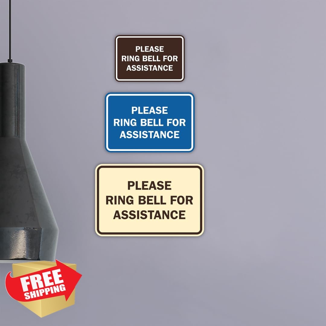 Signs ByLITA Ring Bell Sign Medium Navy Blue/White