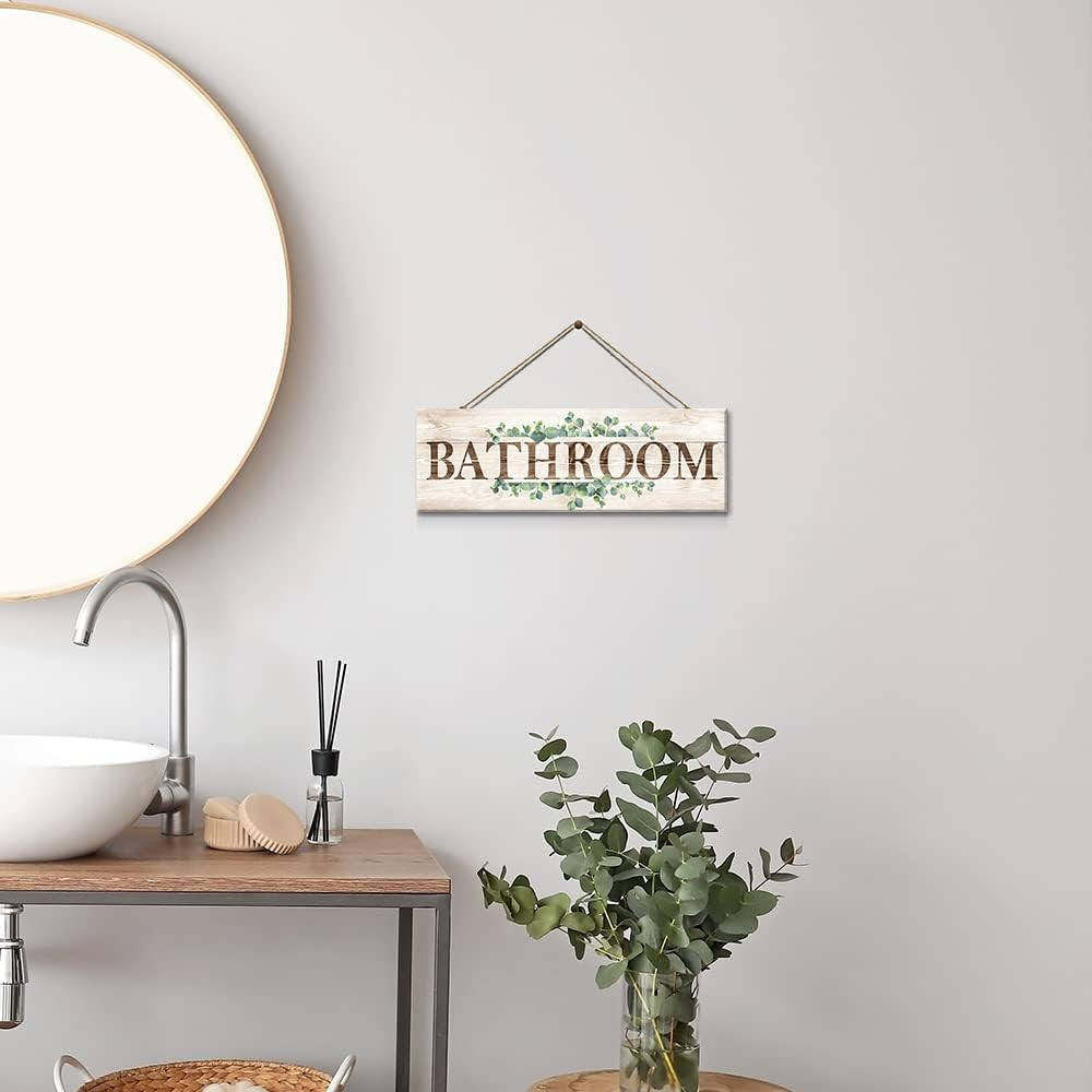 Bathroom Sign Wall Decor, Bathroom Wall Art, Rustic Farmhouse Wall Hanging Plaqu