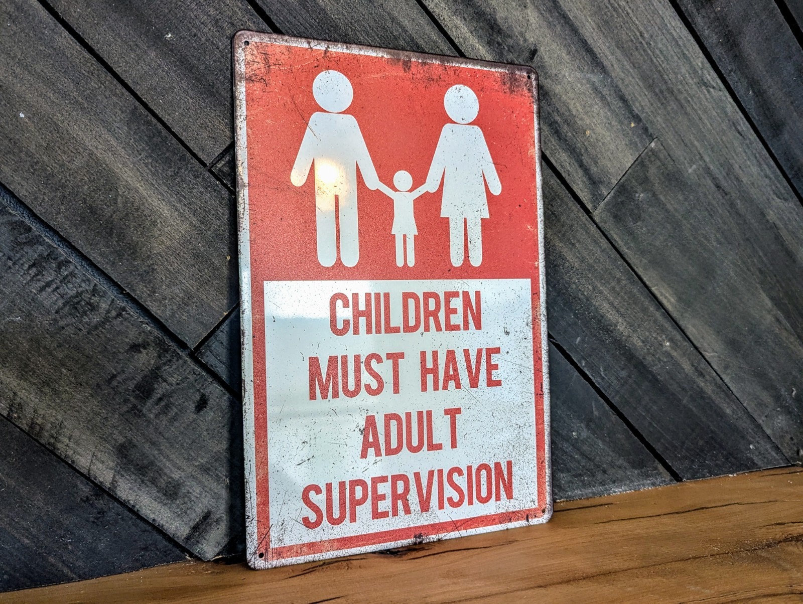 Children Must Have Adult Supervision Sign – Vintage Style Safety Decor – 8 x 12