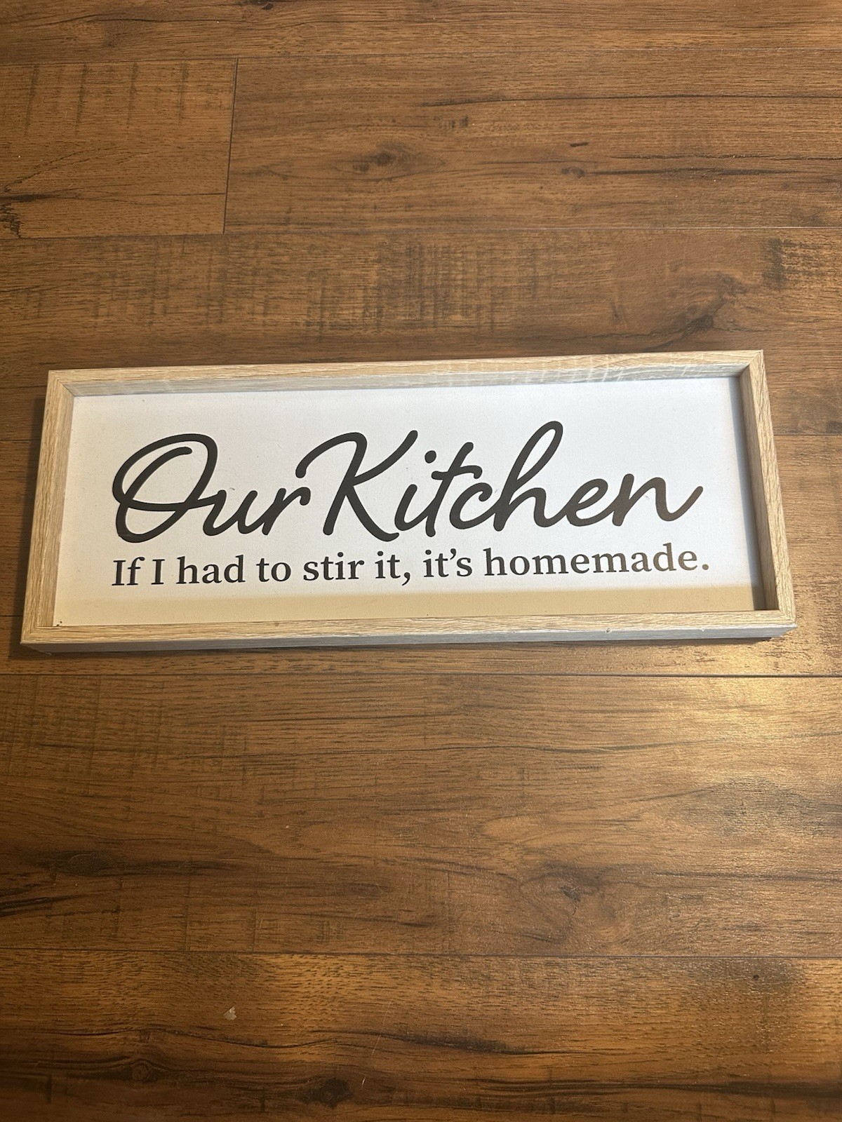 Framed Wood Kitchen Wall Sign Beige/Black Farmhouse Rectangle 24×6