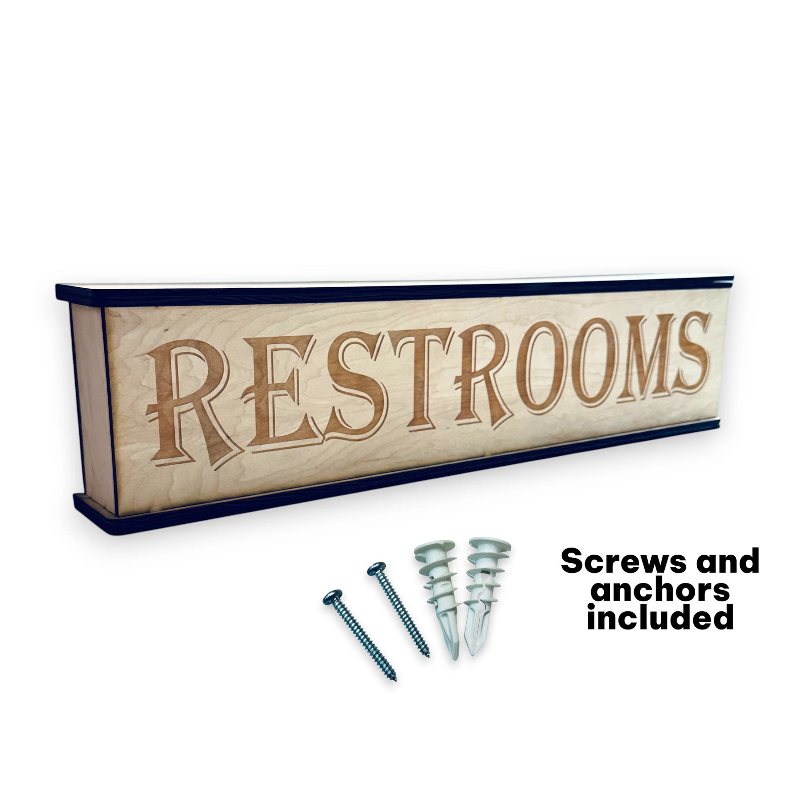 Sign – Restrooms – Box Sign – 24x6x3 inches