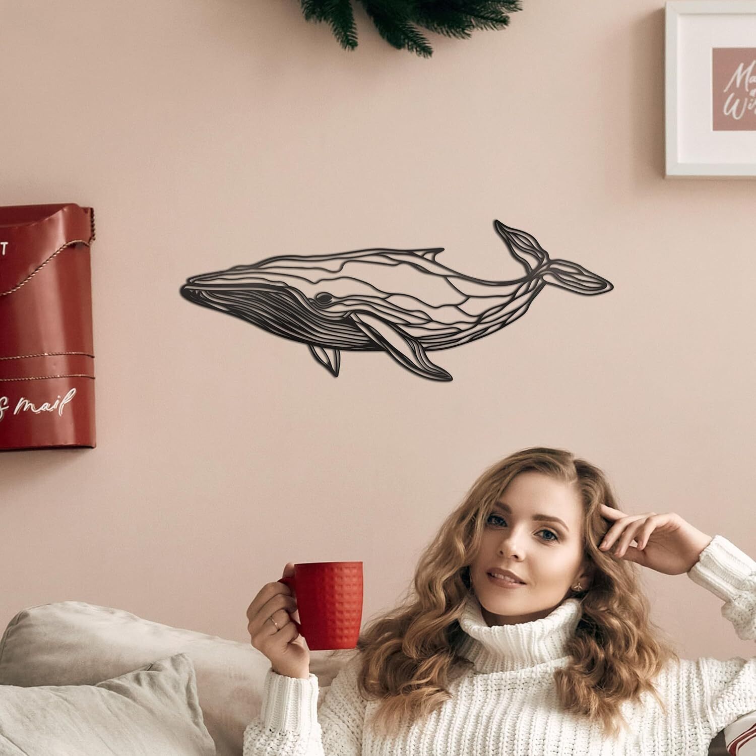 Black Whale Line Metal Wall Decor Whale Line Metal Wall Art Metal Whale Sculp…