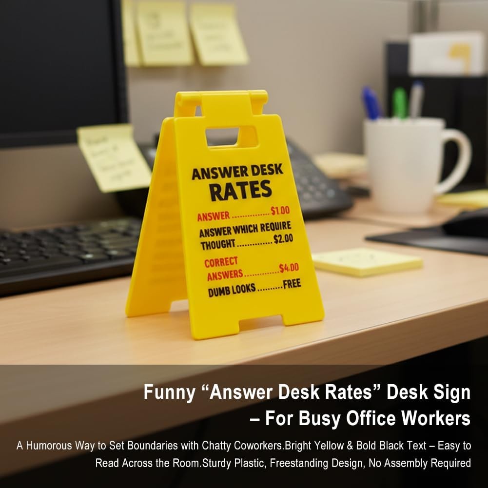 Funny Answer Desk Rates Sign,Team Office Gag Gifts Office Desk Sign CubicleDecor