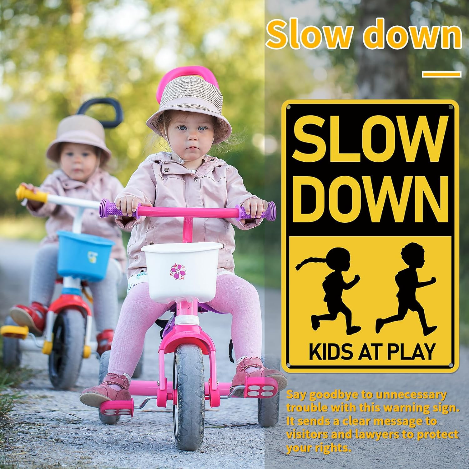 Slow down Kids at Play Road Safety Sign, 12X8 Inches for Neighborhoods Rust Free