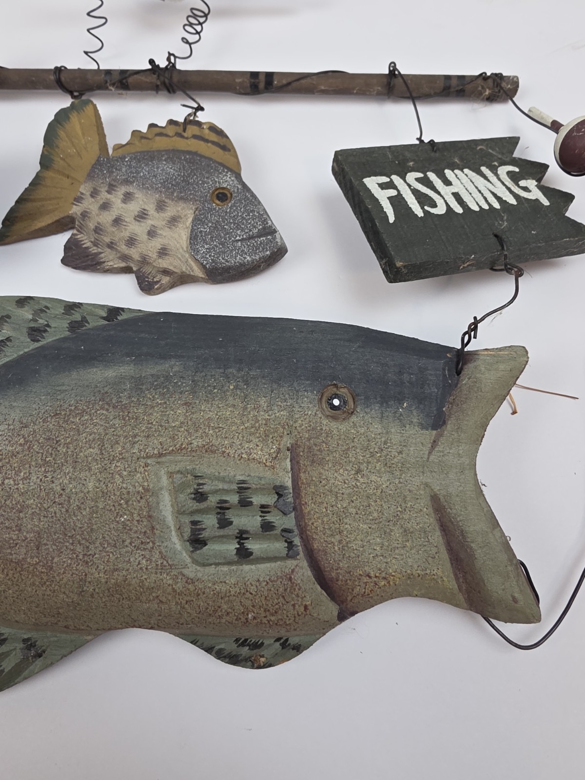 Handmade Wooden Sign Bear Fish Bobber Gone Fishing . Cabin Decor Man Cave.