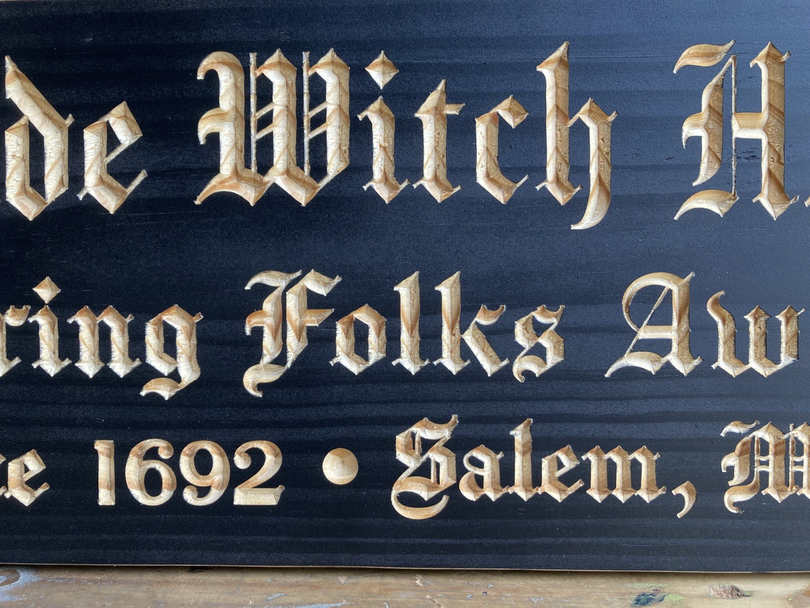 Halloween Salem Witch House Wooden Sign Carved Rustic Antique Look